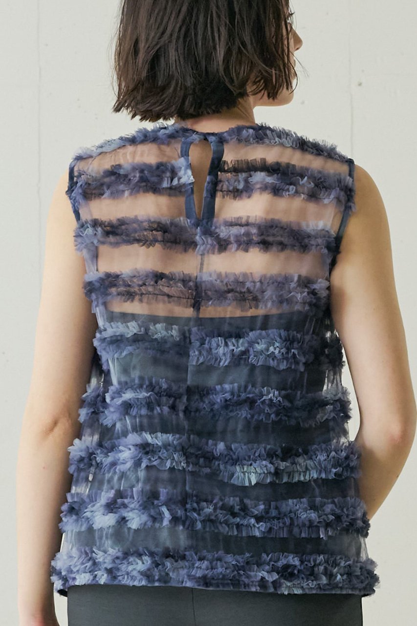 【ジェイドット/j.】のチュールジャカードスリーブレスブラウス 人気、トレンドファッション・服の通販 founy(ファニー) 　ファッション　Fashion　レディースファッション　Fashion for Women　トップス・カットソー　Cut & Sew Tops　キャミソール&ノースリーブ　Camisoles & Sleeveless Tops　シャツ・ブラウス・オフィスカジュアル　Elegant Blouses & Button-Ups　おすすめ　Recommended / Our Picks　シンプル　Simple, Minimal　ジャカード／ジャガード　Jacquard, Woven Pattern　ジャケット　Jacket, Outerwear　スラックス　Slacks, Dress Pants　チュール　Tulip, Tulip Motif　デニム　Denim, Jeans Material　ノースリーブ　Sleeveless, No-Sleeve　other-8|ID: prp329100004917345 ipo3291000000036872656