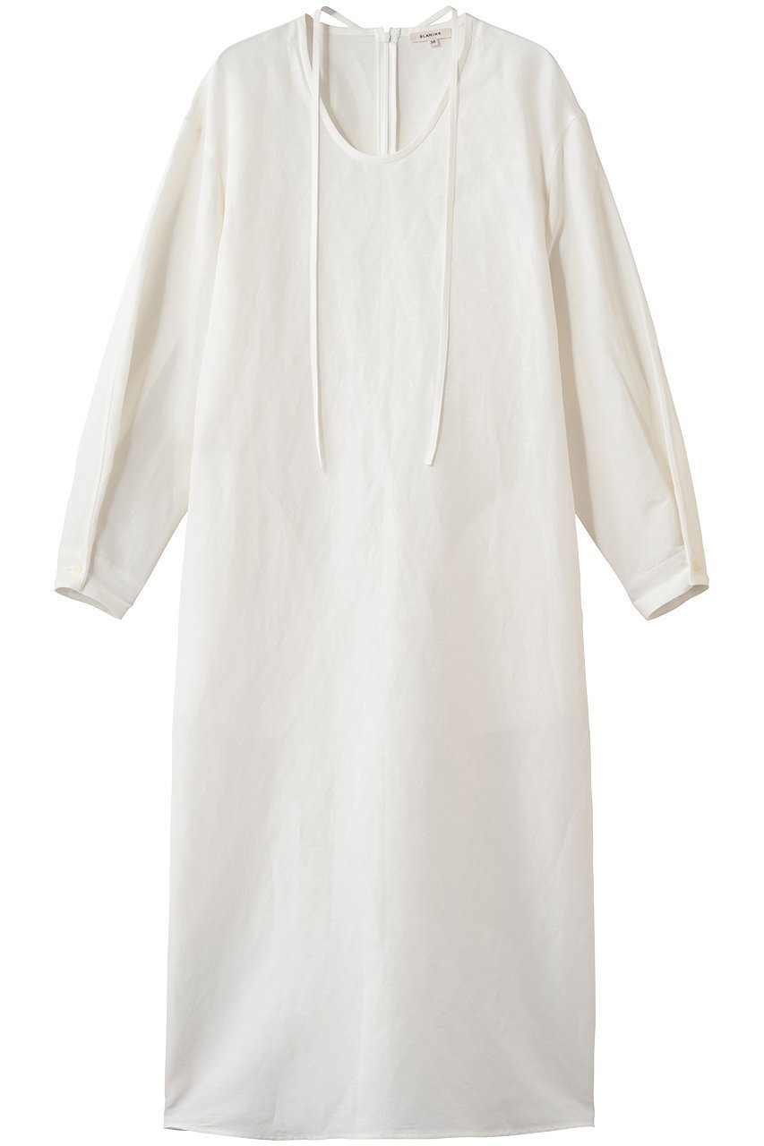 【ブラミンク/BLAMINK】のUネックロングスリーブワンピース インテリア・キッズ・メンズ・レディースファッション・服の通販 founy(ファニー) 　ファッション　Fashion　レディースファッション　Fashion for Women　ワンピース　Dresses　チュニック　Tunic Tops & Dresses　シルク　Silk, 100% Silk　シンプル　Simple, Minimal　スリーブ　Sleeve, Long Sleeve / Short Sleeve　チュニック　Tunic, Long Top　フォルム　Silhouette, Form　ミックス　Mix, Mixed Style　オフホワイト|ID: prp329100004917385 ipo3291000000036873326