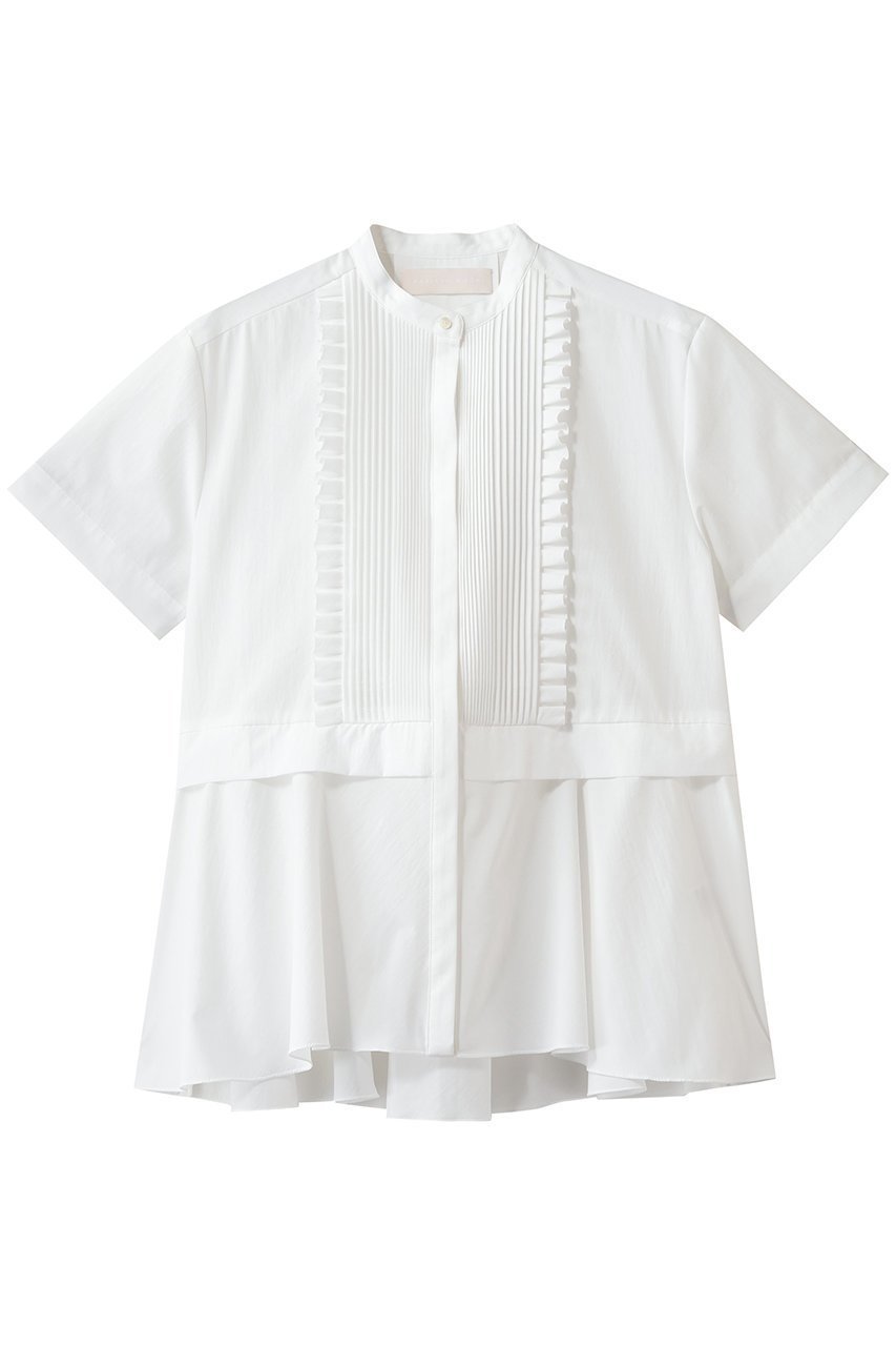 【マリリンムーン/MARILYN MOON】のタックフリルフレアハーフスリーブシャツ 人気、トレンドファッション・服の通販 founy(ファニー) ファッション Fashion レディースファッション Fashion for Women トップス・カットソー Cut & Sew Tops シャツ・ブラウス・オフィスカジュアル Elegant Blouses & Button-Ups オケージョン Occasion Wear ショート Short, Short Length スリーブ Sleeve, Long Sleeve / Short Sleeve フリル Frill, Ruffle フレア Flare, Flared エレガント 上品 Elegant 夏 Summer other-1|ID: prp329100004917532 ipo3291000000036875256