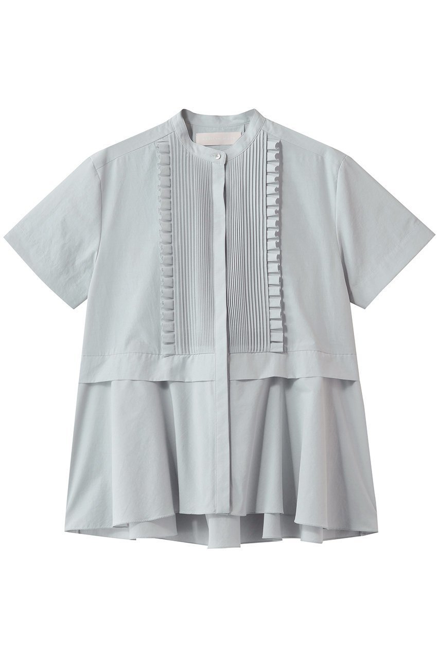 【マリリンムーン/MARILYN MOON】のタックフリルフレアハーフスリーブシャツ インテリア・キッズ・メンズ・レディースファッション・服の通販 founy(ファニー) ファッション Fashion レディースファッション Fashion for Women トップス・カットソー Cut & Sew Tops シャツ・ブラウス・オフィスカジュアル Elegant Blouses & Button-Ups オケージョン Occasion Wear ショート Short, Short Length スリーブ Sleeve, Long Sleeve / Short Sleeve フリル Frill, Ruffle フレア Flare, Flared エレガント 上品 Elegant 夏 Summer アイスグレー|ID: prp329100004917532 ipo3291000000036875258