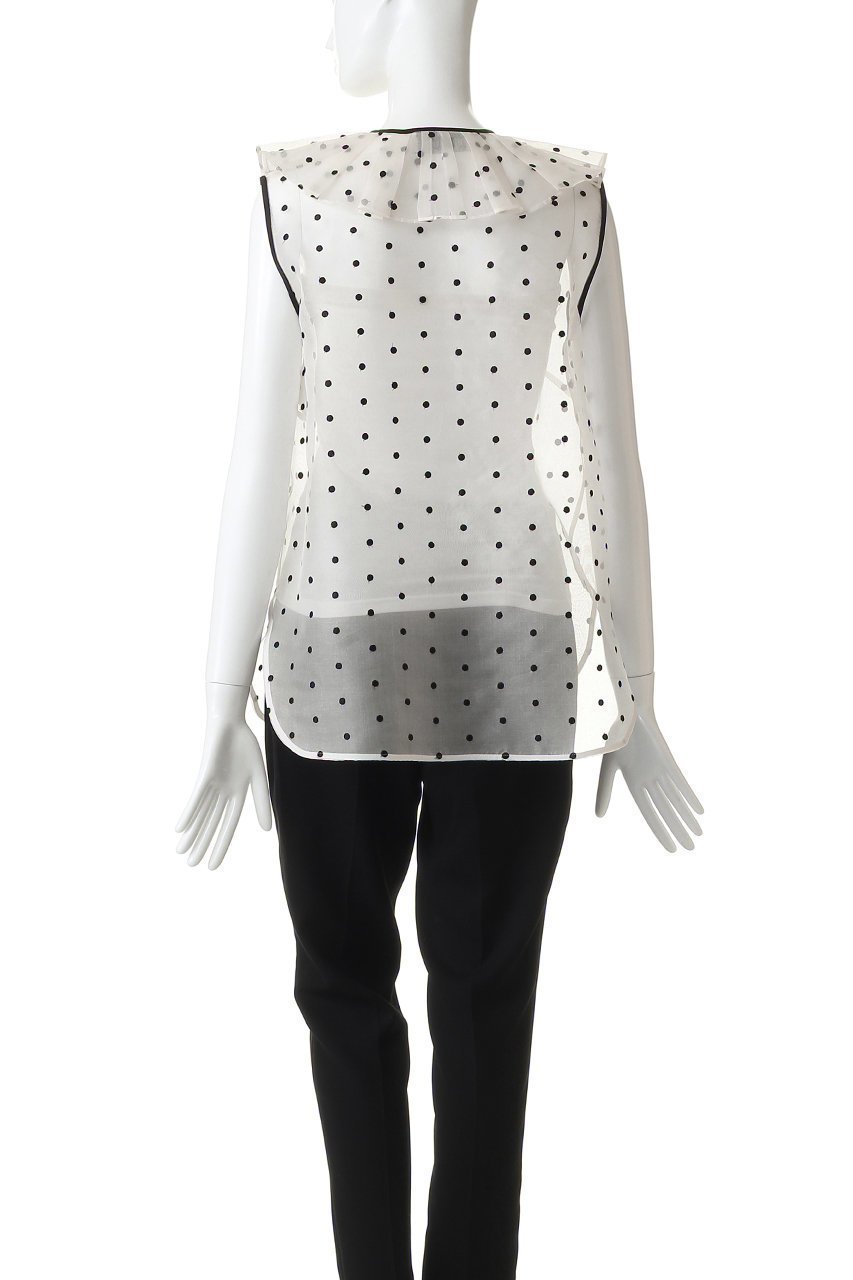 【デパリエ/DEPAREILLE】のドットオーガンジースリーブブラウス 人気、トレンドファッション・服の通販 founy(ファニー) 　ファッション　Fashion　レディースファッション　Fashion for Women　トップス・カットソー　Cut & Sew Tops　キャミソール&ノースリーブ　Camisoles & Sleeveless Tops　シャツ・ブラウス・オフィスカジュアル　Elegant Blouses & Button-Ups　おすすめ　Recommended / Our Picks　オーガンジー　Organza Fabric　カーディガン　Cardigan, Knitwear　シルク　Silk, 100% Silk　ジャケット　Jacket, Outerwear　デニム　Denim, Jeans Material　ドット　Polka Dot, Dot Pattern　ノースリーブ　Sleeveless, No-Sleeve　パーティ　Party, Party Style　フェミニン　Feminine, Girly　フリル　Frill, Ruffle　other-4|ID: prp329100004917534 ipo3291000000036875282