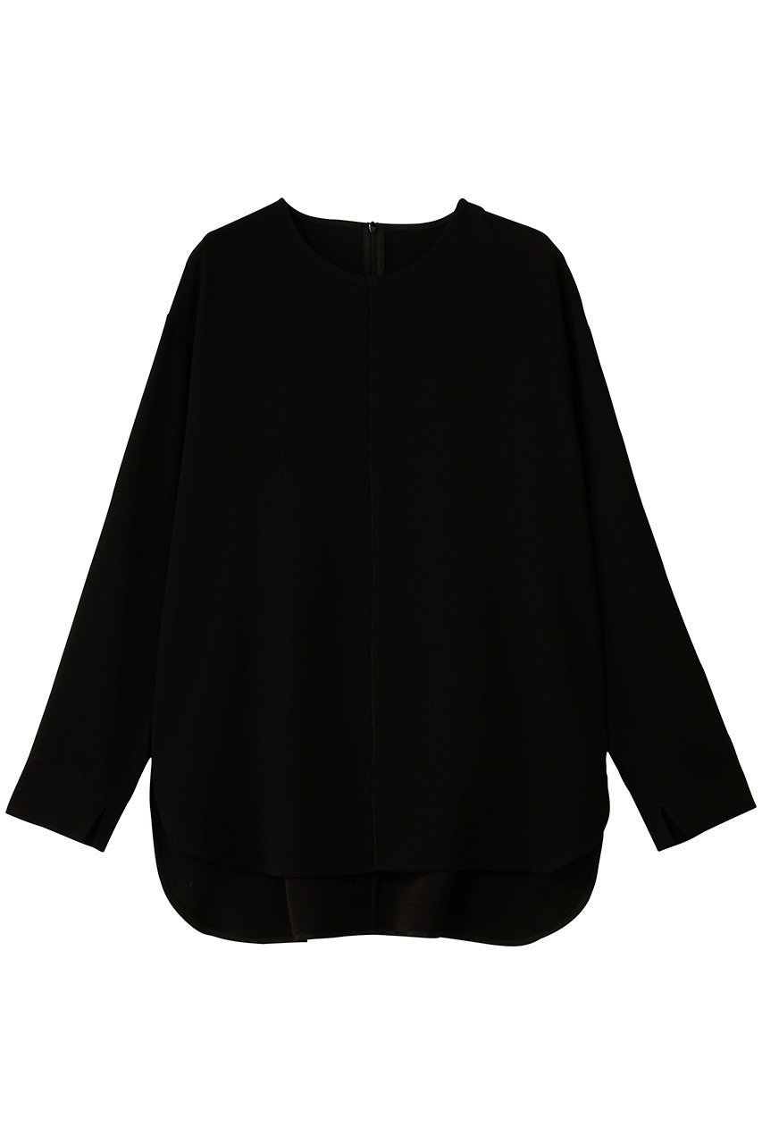 【プレインピープル/PLAIN PEOPLE】のバックサテンジョーゼットノーカラーブラウス インテリア・キッズ・メンズ・レディースファッション・服の通販 founy(ファニー) 　ファッション　Fashion　レディースファッション　Fashion for Women　トップス・カットソー　Cut & Sew Tops　シャツ・ブラウス・オフィスカジュアル　Elegant Blouses & Button-Ups　バッグ　Bags　おすすめ　Recommended / Our Picks　ショート　Short, Short Length　スリーブ　Sleeve, Long Sleeve / Short Sleeve　セットアップ　Set-Up, Coordinated Outfit　ロング　Long, Long-Length　長袖　Long Sleeve, Full Sleeve　ブラック|ID: prp329100004917539 ipo3291000000036875328