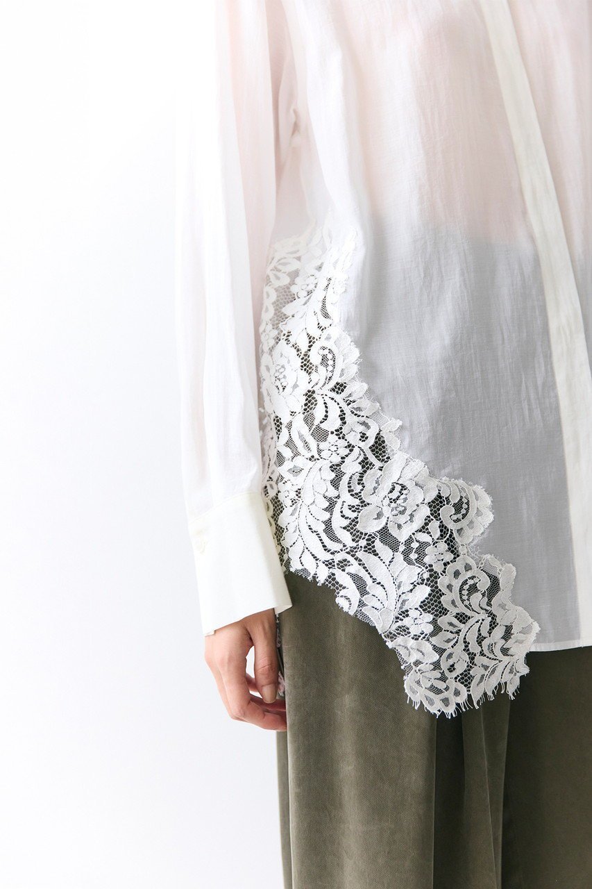 【ベイジ,/BEIGE,】のGALENA / コットンレースバンドカラーシャツ/ 人気、トレンドファッション・服の通販 founy(ファニー) 　ファッション　Fashion　レディースファッション　Fashion for Women　トップス・カットソー　Cut & Sew Tops　シャツ・ブラウス・オフィスカジュアル　Elegant Blouses & Button-Ups　オケージョン　Occasion Wear　スリーブ　Sleeve, Long Sleeve / Short Sleeve　デニム　Denim, Jeans Material　トレンド　Trend, Trending Now　ビスチェ　Bustier, Corset Top　ボトム　Bottoms, Lower Wear　レース　Lace, Lace Fabric　ロング　Long, Long-Length　ビジネス 仕事 通勤　Business / Work / Commuting　other-5|ID: prp329100004917547 ipo3291000000036875400