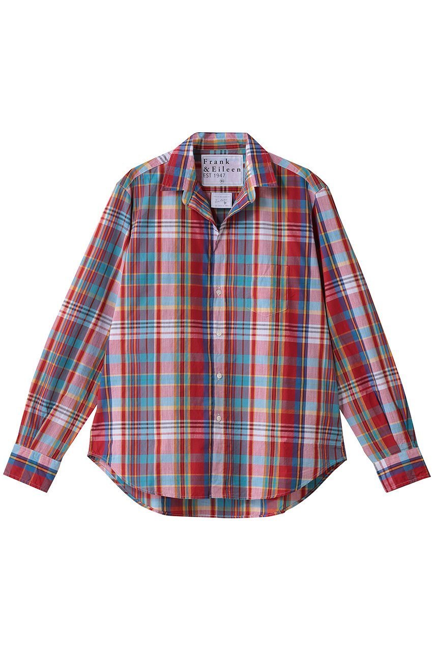 【フランク&アイリーン/Frank&Eileen】のEILEEN イタリアンクラシック レッドチェックシャツ 人気、トレンドファッション・服の通販 founy(ファニー) 　ファッション　Fashion　レディースファッション　Fashion for Women　トップス・カットソー　Cut & Sew Tops　シャツ・ブラウス・オフィスカジュアル　Elegant Blouses & Button-Ups　クラシック　Classic, Timeless Style　スリーブ　Sleeve, Long Sleeve / Short Sleeve　チェック　Check, Plaid, Tartan　デニム　Denim, Jeans Material　トレンド　Trend, Trending Now　フレア　Flare, Flared　リラックス　Relax, Relaxed Fit　ロング　Long, Long-Length　 other-1|ID: prp329100004917548 ipo3291000000036875409