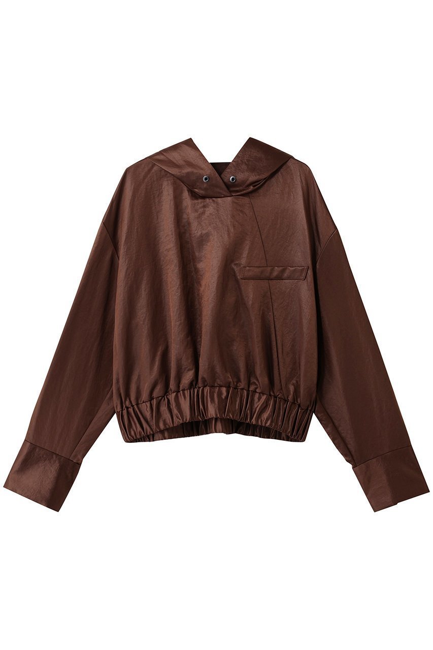 【スタニングルアー/STUNNING LURE】の【Waltz】サテンクロップドフーディ インテリア・キッズ・メンズ・レディースファッション・服の通販 founy(ファニー) ファッション Fashion レディースファッション Fashion for Women トップス・カットソー Cut & Sew Tops シャツ・ブラウス・オフィスカジュアル Elegant Blouses & Button-Ups エレガント 上品 Elegant サテン Satin, Glossy Fabric スポーティ Sporty, Casual Athletic スリーブ Sleeve, Long Sleeve / Short Sleeve バランス Balance, Style Balance フロント Front, Front Design ポケット Pocket, Pocket Detail リラックス Relax, Relaxed Fit ロング Long, Long-Length ブラウン|ID: prp329100004917570 ipo3291000000036875608