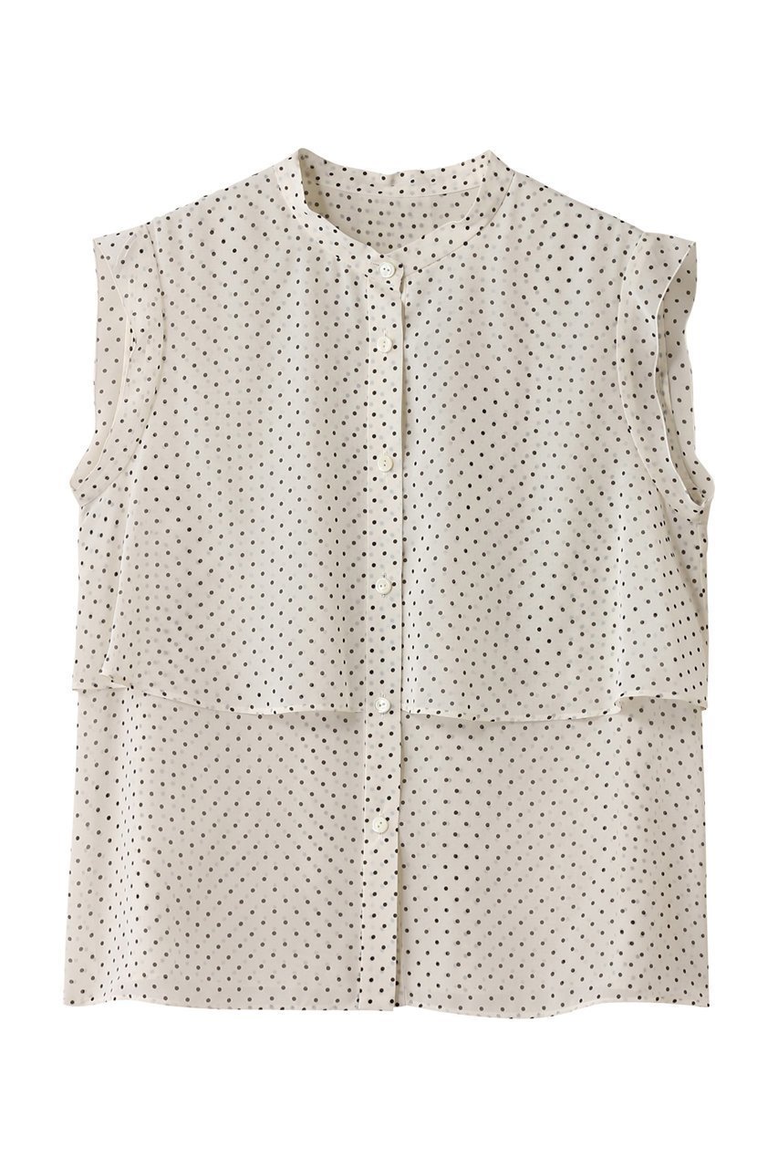 【アナイ/ANAYI】のドットPTシフォンノースリーブブラウス インテリア・キッズ・メンズ・レディースファッション・服の通販 founy(ファニー) 　ファッション　Fashion　レディースファッション　Fashion for Women　トップス・カットソー　Cut & Sew Tops　キャミソール&ノースリーブ　Camisoles & Sleeveless Tops　シャツ・ブラウス・オフィスカジュアル　Elegant Blouses & Button-Ups　シアー　Sheer, See-Through　シフォン　Chiffon, Lightweight Fabric　シンプル　Simple, Minimal　ドット　Polka Dot, Dot Pattern　ノースリーブ　Sleeveless, No-Sleeve　フェミニン　Feminine, Girly　プリント　Print, Printed Pattern　ホワイト|ID: prp329100004917583 ipo3291000000036875709
