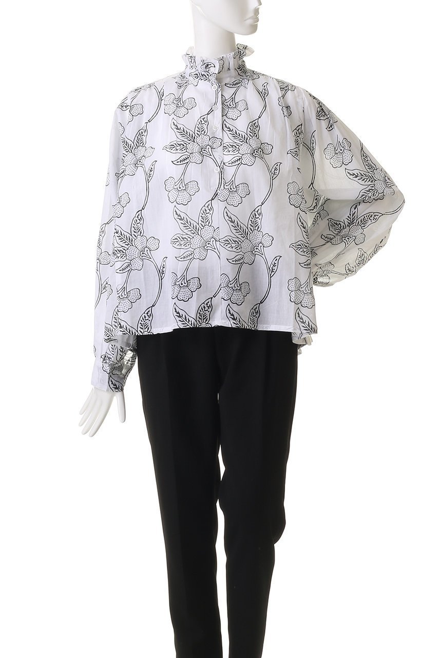 【エスゼット ブロックプリント/SZ Blockprints】のKALI TOP ORCHID フリルスタンドカラーシャツ 人気、トレンドファッション・服の通販 founy(ファニー) 　ファッション　Fashion　レディースファッション　Fashion for Women　トップス・カットソー　Cut & Sew Tops　シャツ・ブラウス・オフィスカジュアル　Elegant Blouses & Button-Ups　スタンド　Stand Collar, Upright Stand　スリーブ　Sleeve, Long Sleeve / Short Sleeve　フリル　Frill, Ruffle　プリント　Print, Printed Pattern　ボトム　Bottoms, Lower Wear　リゾート　Resort, Vacation Style　ロング　Long, Long-Length　エレガント 上品　Elegant　other-2|ID: prp329100004917601 ipo3291000000036875868