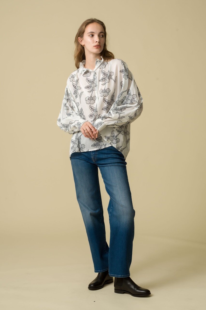 【エスゼット ブロックプリント/SZ Blockprints】のKALI TOP ORCHID フリルスタンドカラーシャツ 人気、トレンドファッション・服の通販 founy(ファニー) 　ファッション　Fashion　レディースファッション　Fashion for Women　トップス・カットソー　Cut & Sew Tops　シャツ・ブラウス・オフィスカジュアル　Elegant Blouses & Button-Ups　スタンド　Stand Collar, Upright Stand　スリーブ　Sleeve, Long Sleeve / Short Sleeve　フリル　Frill, Ruffle　プリント　Print, Printed Pattern　ボトム　Bottoms, Lower Wear　リゾート　Resort, Vacation Style　ロング　Long, Long-Length　エレガント 上品　Elegant　other-6|ID: prp329100004917601 ipo3291000000036875872