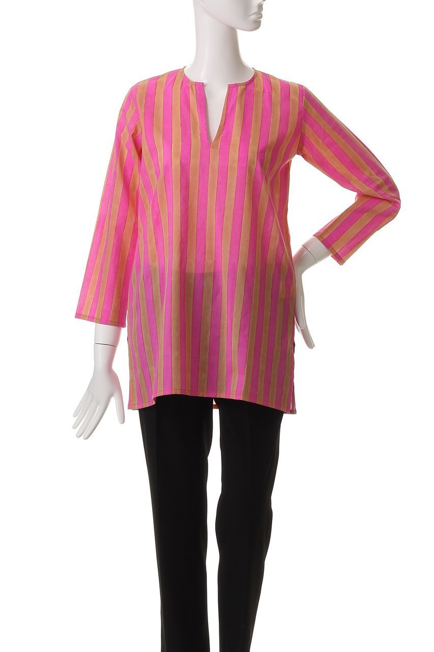 【エスゼット ブロックプリント/SZ Blockprints】のPRIMAVERA TUNIE THICK STRIPE スキッパーチュニックブラウス 人気、トレンドファッション・服の通販 founy(ファニー) ファッション Fashion レディースファッション Fashion for Women トップス・カットソー Cut & Sew Tops シャツ・ブラウス・オフィスカジュアル Elegant Blouses & Button-Ups スキッパー Skipper, Open Collar ストライプ Stripe, Striped Pattern スリーブ Sleeve, Long Sleeve / Short Sleeve チュニック Tunic, Long Top ロング Long, Long-Length other-2|ID: prp329100004917609 ipo3291000000036875934