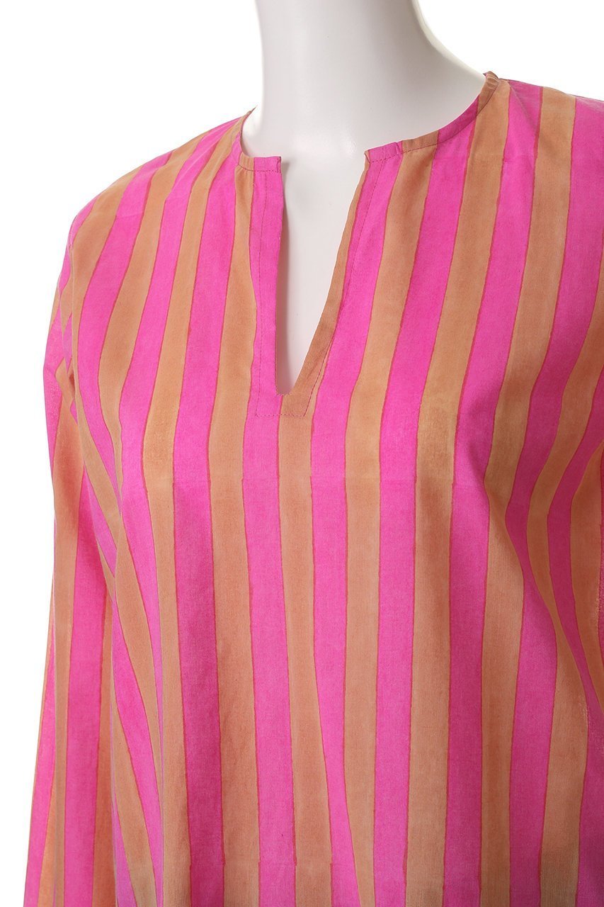 【エスゼット ブロックプリント/SZ Blockprints】のPRIMAVERA TUNIE THICK STRIPE スキッパーチュニックブラウス 人気、トレンドファッション・服の通販 founy(ファニー) ファッション Fashion レディースファッション Fashion for Women トップス・カットソー Cut & Sew Tops シャツ・ブラウス・オフィスカジュアル Elegant Blouses & Button-Ups スキッパー Skipper, Open Collar ストライプ Stripe, Striped Pattern スリーブ Sleeve, Long Sleeve / Short Sleeve チュニック Tunic, Long Top ロング Long, Long-Length other-5|ID: prp329100004917609 ipo3291000000036875937