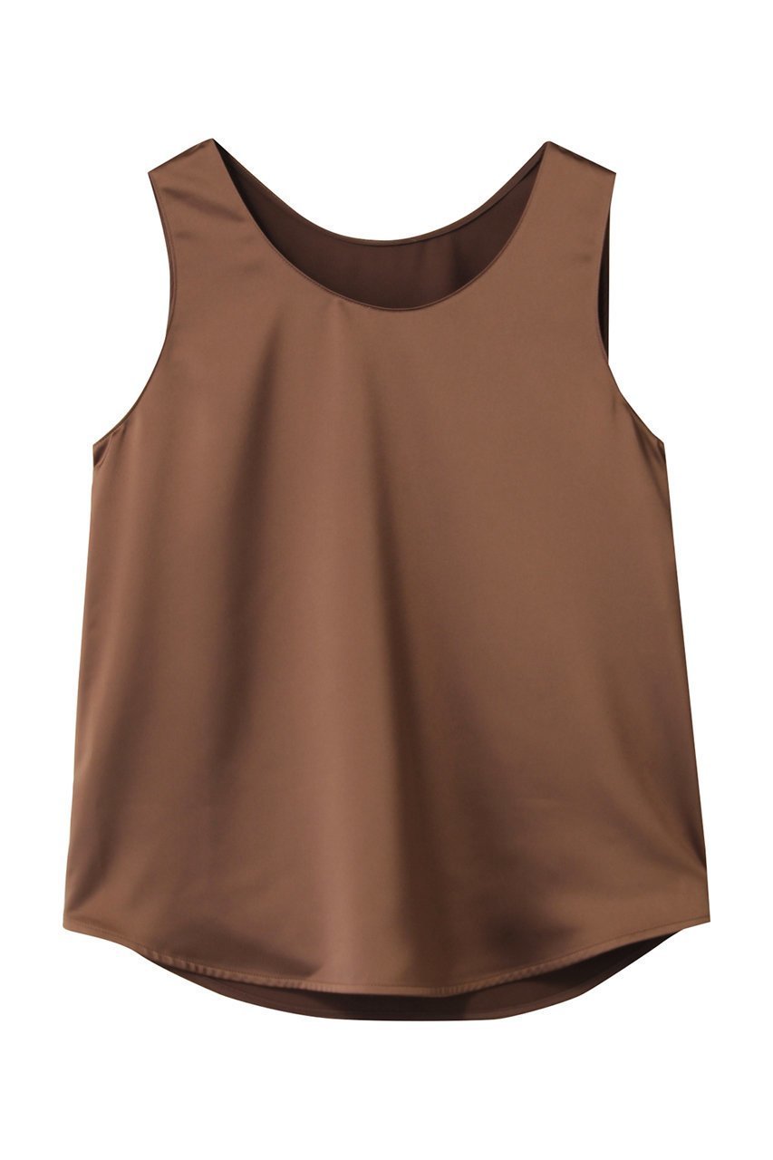 【アルアバイル/allureville】のサテンタンクブラウス インテリア・キッズ・メンズ・レディースファッション・服の通販 founy(ファニー) 　ファッション　Fashion　レディースファッション　Fashion for Women　トップス・カットソー　Cut & Sew Tops　キャミソール&ノースリーブ　Camisoles & Sleeveless Tops　シャツ・ブラウス・オフィスカジュアル　Elegant Blouses & Button-Ups　インナー　Innerwear　サテン　Satin, Glossy Fabric　シンプル　Simple, Minimal　ジャケット　Jacket, Outerwear　タンク　Tank Top, Sleeveless Top　ノースリーブ　Sleeveless, No-Sleeve　エレガント 上品　Elegant　夏　Summer　春　Spring　秋　Autumn　ブラウン|ID: prp329100004917622 ipo3291000000036876057