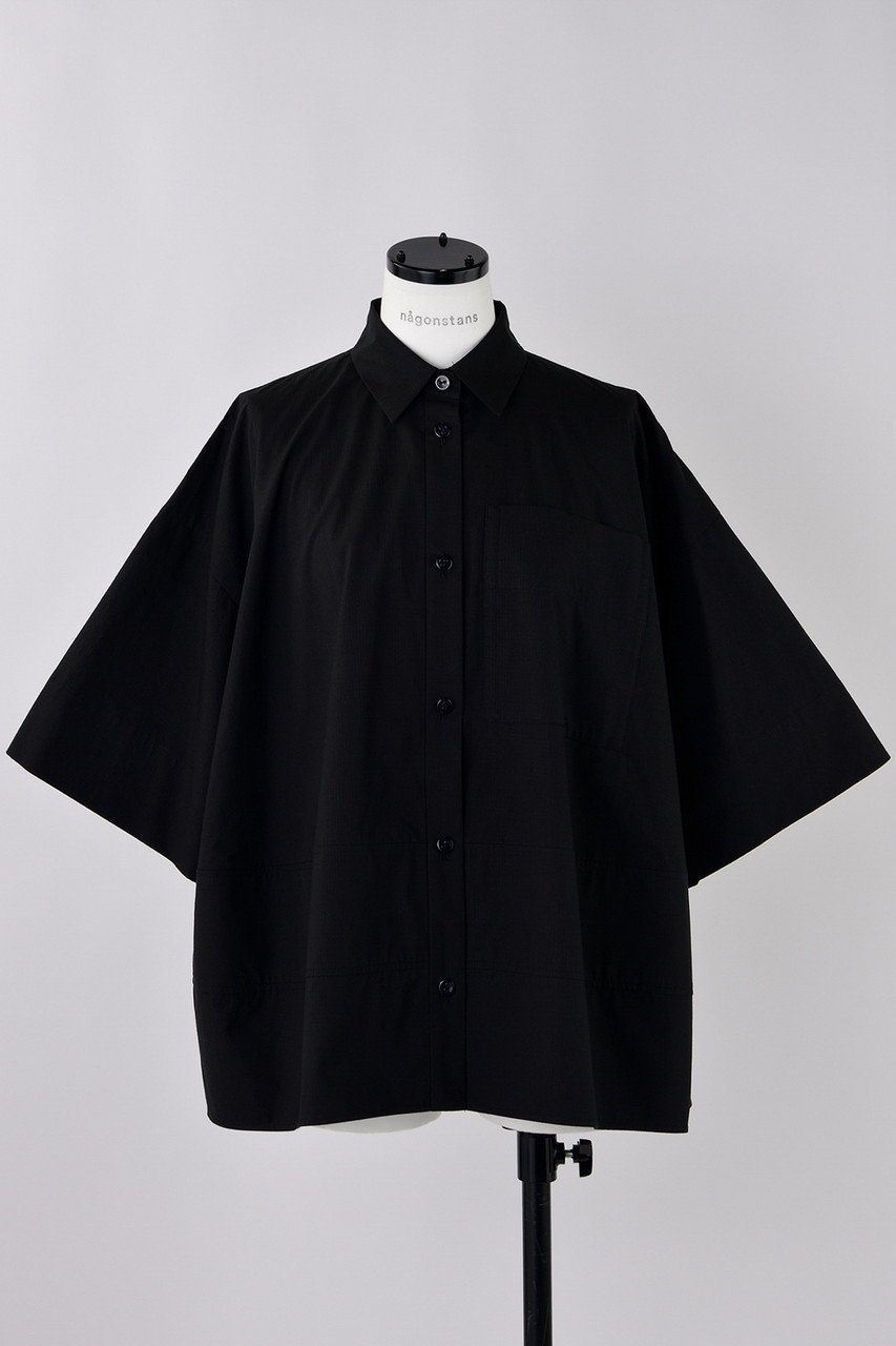 【ナゴンスタンス/nagonstans】のCO Ripstop ボリュームドレープSH/シャツ インテリア・キッズ・メンズ・レディースファッション・服の通販 founy(ファニー) ファッション Fashion レディースファッション Fashion for Women トップス・カットソー Cut & Sew Tops シャツ・ブラウス・オフィスカジュアル Elegant Blouses & Button-Ups エレガント 上品 Elegant ショート Short, Short Length スリーブ Sleeve, Long Sleeve / Short Sleeve パターン Pattern, Design Print フレア Flare, Flared リップ Lip, Lip Motif Black|ID: prp329100004917652 ipo3291000000036876371