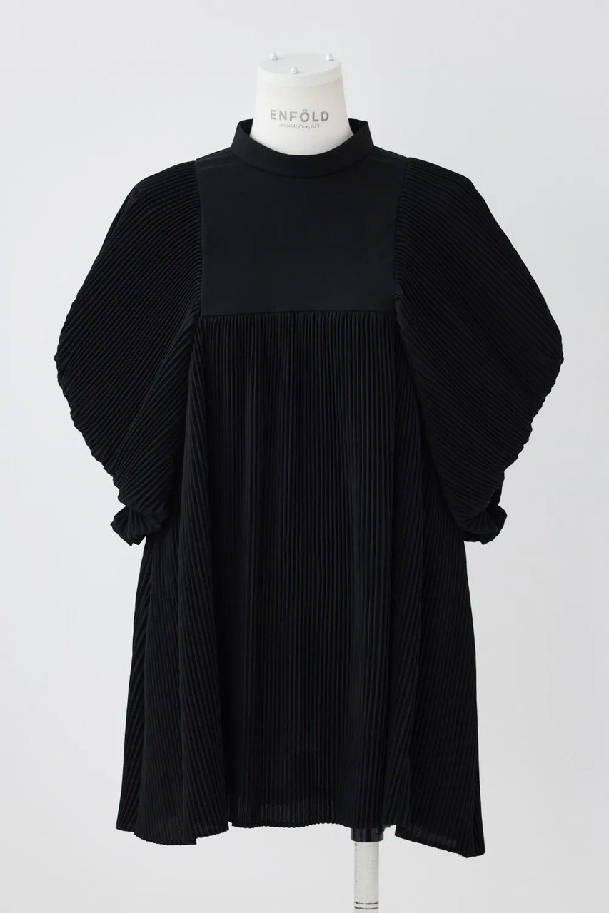 【エンフォルド/ENFOLD】のPEライトジョーゼット ボリュームスリーブ P.O/プルオーバー インテリア・キッズ・メンズ・レディースファッション・服の通販 founy(ファニー) 　ファッション　Fashion　レディースファッション　Fashion for Women　トップス・カットソー　Cut & Sew Tops　シャツ・ブラウス・オフィスカジュアル　Elegant Blouses & Button-Ups　カジュアルプルオーバー・ニットトップス　Pullovers & Knit Tops / Casual Pullovers　ボリューム袖・フリルスリーブブラウス　Voluminous & Ruffle Sleeves / Puffy Sleeve Tops　おすすめ　Recommended / Our Picks　エレガント 上品　Elegant　ジョーゼット　Georgette, Semi-Sheer Fabric　スリーブ　Sleeve, Long Sleeve / Short Sleeve　セットアップ　Set-Up, Coordinated Outfit　ドレス　Dress, One-Piece　バランス　Balance, Style Balance　バルーン　Balloon, Balloon Silhouette　プリーツ　Pleats, Pleated　リラックス　Relax, Relaxed Fit　ロング　Long, Long-Length　定番　Standard, Basic Item　ブラック|ID: prp329100004917671 ipo3291000000036876525