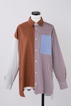 【ナゴンスタンス/nagonstans】のBrick Stripe Mix スクエアBOX SH/シャツ 人気、トレンドファッション・服の通販 founy(ファニー) ファッション Fashion レディースファッション Fashion for Women トップス・カットソー Cut & Sew Tops シャツ・ブラウス・オフィスカジュアル Elegant Blouses & Button-Ups アシンメトリー Asymmetrical Style スクエア Square, Square Shape スリット Slit, Slit Detail スリーブ Sleeve, Long Sleeve / Short Sleeve リラックス Relax, Relaxed Fit ロング Long, Long-Length thumbnail Brick|ID: prp329100004917673 ipo3291000000036876546