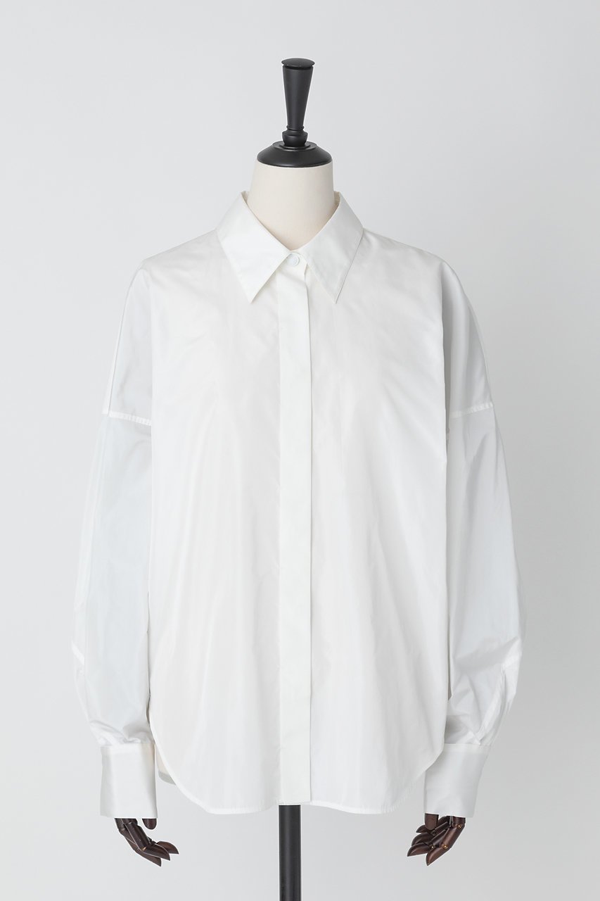 【オーヴィル/EAUVIRE】のドルマンスリーブシャツ インテリア・キッズ・メンズ・レディースファッション・服の通販 founy(ファニー) 　ファッション　Fashion　レディースファッション　Fashion for Women　トップス・カットソー　Cut & Sew Tops　シャツ・ブラウス・オフィスカジュアル　Elegant Blouses & Button-Ups　シルク　Silk, 100% Silk　スリーブ　Sleeve, Long Sleeve / Short Sleeve　タフタ　Taffeta, Structured Fabric　ロング　Long, Long-Length　エレガント 上品　Elegant　定番　Standard, Basic Item　オフホワイト|ID: prp329100004917677 ipo3291000000036876577