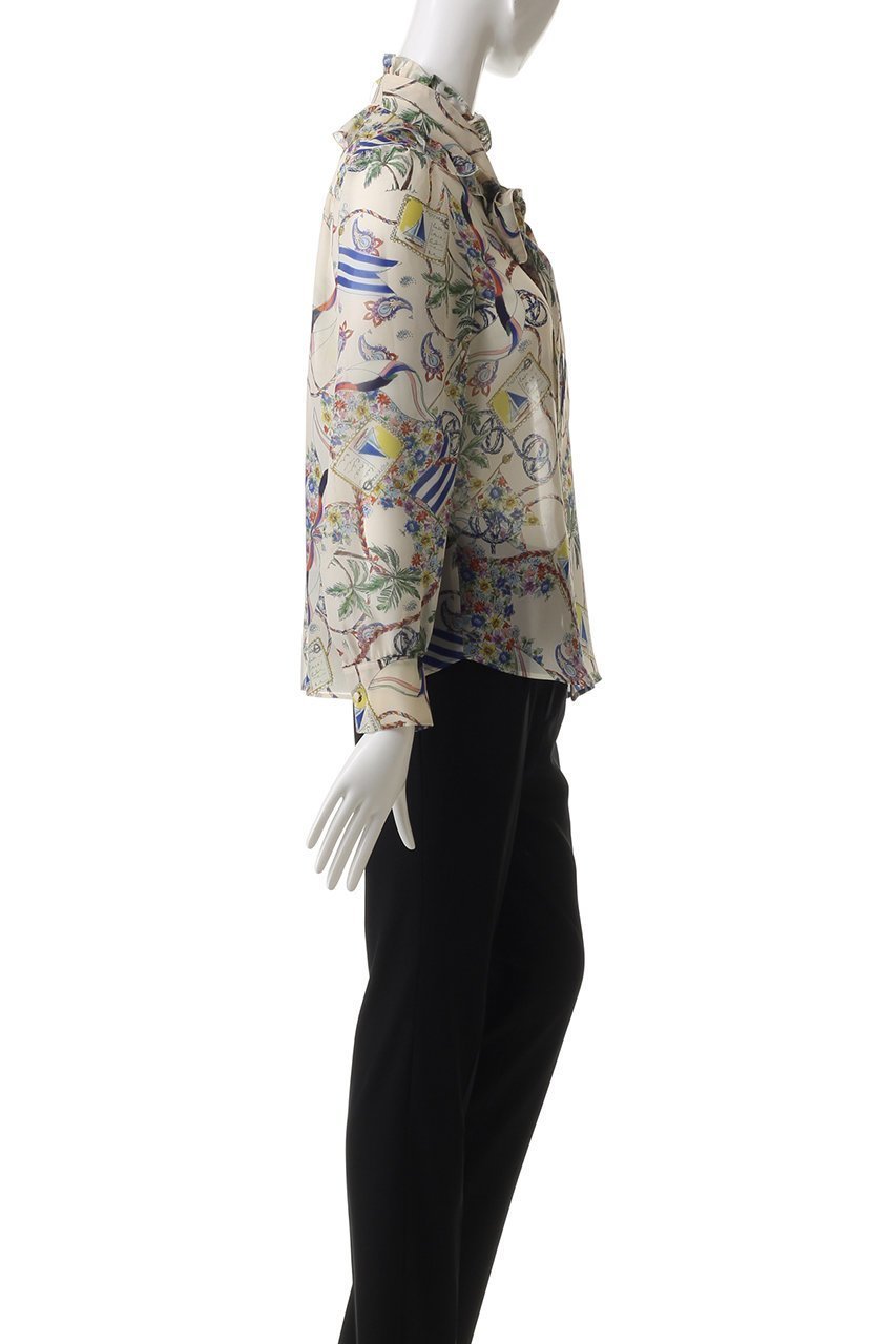 【アルアバイル/allureville】の【Loulou Willoughby】アーカイブフリルリボンブラウス 人気、トレンドファッション・服の通販 founy(ファニー) 　ファッション　Fashion　レディースファッション　Fashion for Women　トップス・カットソー　Cut & Sew Tops　シャツ・ブラウス・オフィスカジュアル　Elegant Blouses & Button-Ups　エレガント 上品　Elegant　クラシカル　Classical, Vintage-Inspired　シンプル　Simple, Minimal　スリーブ　Sleeve, Long Sleeve / Short Sleeve　フリル　Frill, Ruffle　プリント　Print, Printed Pattern　リボン　Ribbon, Bow　ロング　Long, Long-Length　夏　Summer　春　Spring　S/S・春夏　SS, Spring/Summer, Warm Season　other-3|ID: prp329100004917692 ipo3291000000036876715