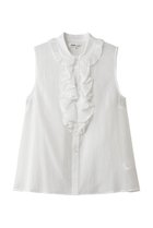 【ビリティス ディセッタン/Bilitis dix-sept ans】のラッフルノースリーブブラウス 人気、トレンドファッション・服の通販 founy(ファニー) ファッション Fashion レディースファッション Fashion for Women トップス・カットソー Cut & Sew Tops キャミソール&ノースリーブ Camisoles & Sleeveless Tops シャツ・ブラウス・オフィスカジュアル Elegant Blouses & Button-Ups センター Center, Center Line デニム Denim, Jeans Material ノースリーブ Sleeveless, No-Sleeve フレア Flare, Flared フロント Front, Front Design エレガント 上品 Elegant thumbnail ホワイト|ID: prp329100004917708 ipo3291000000036876846