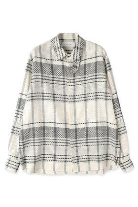 【クルニ/CULLNI】の【UNISEX】Sheer Tile Check Chin Tab シャツ 人気、トレンドファッション・服の通販 founy(ファニー) ファッション Fashion レディースファッション Fashion for Women トップス・カットソー Cut & Sew Tops シャツ・ブラウス・オフィスカジュアル Elegant Blouses & Button-Ups ユニセックス Unisex, Genderless スリット Slit, Slit Detail スリーブ Sleeve, Long Sleeve / Short Sleeve チェック Check, Plaid, Tartan ドレープ Drape, Draping Fabric パターン Pattern, Design Print ラウンド Round, Round Neck ロング Long, Long-Length エレガント 上品 Elegant |ID:prp329100004917711