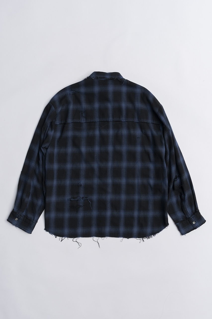 【プランク プロジェクト/PRANK PROJECT】のオンブレーチェックダメージシャツ / Ombre Check Damaged Shirt 人気、トレンドファッション・服の通販 founy(ファニー) ファッション Fashion レディースファッション Fashion for Women トップス・カットソー Cut & Sew Tops シャツ・ブラウス・オフィスカジュアル Elegant Blouses & Button-Ups カフス Cuff Design クラッシュ Distressed, Crashed Style スリーブ Sleeve, Long Sleeve / Short Sleeve ダメージ Distressed, Destroyed ハンド Hand, Handmade ポケット Pocket, Pocket Detail メンズ Men's, Menswear ロング Long, Long-Length other-5|ID: prp329100004917811 ipo3291000000036878020
