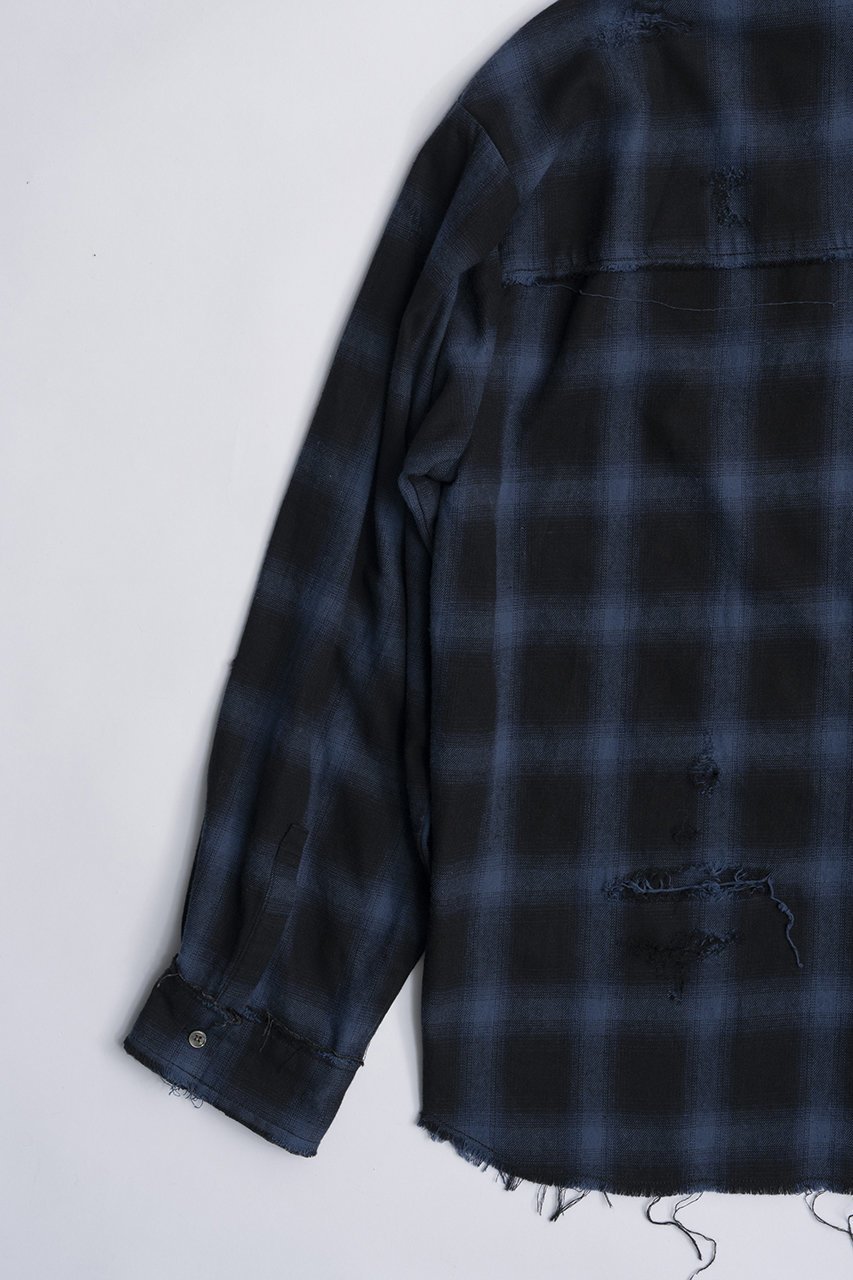 【プランク プロジェクト/PRANK PROJECT】のオンブレーチェックダメージシャツ / Ombre Check Damaged Shirt 人気、トレンドファッション・服の通販 founy(ファニー) ファッション Fashion レディースファッション Fashion for Women トップス・カットソー Cut & Sew Tops シャツ・ブラウス・オフィスカジュアル Elegant Blouses & Button-Ups カフス Cuff Design クラッシュ Distressed, Crashed Style スリーブ Sleeve, Long Sleeve / Short Sleeve ダメージ Distressed, Destroyed ハンド Hand, Handmade ポケット Pocket, Pocket Detail メンズ Men's, Menswear ロング Long, Long-Length other-6|ID: prp329100004917811 ipo3291000000036878021
