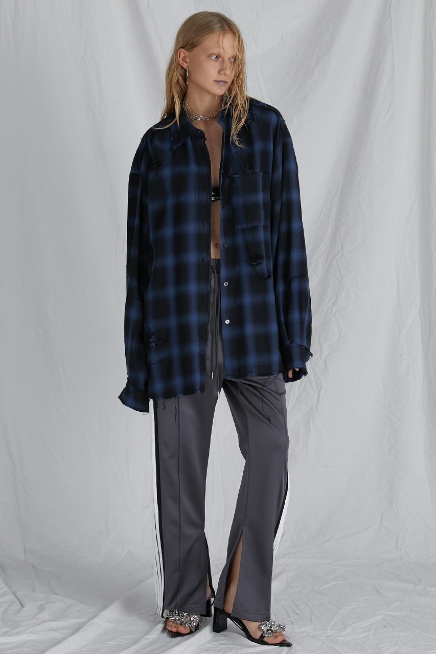 【プランク プロジェクト/PRANK PROJECT】のオンブレーチェックダメージシャツ / Ombre Check Damaged Shirt 人気、トレンドファッション・服の通販 founy(ファニー) ファッション Fashion レディースファッション Fashion for Women トップス・カットソー Cut & Sew Tops シャツ・ブラウス・オフィスカジュアル Elegant Blouses & Button-Ups カフス Cuff Design クラッシュ Distressed, Crashed Style スリーブ Sleeve, Long Sleeve / Short Sleeve ダメージ Distressed, Destroyed ハンド Hand, Handmade ポケット Pocket, Pocket Detail メンズ Men's, Menswear ロング Long, Long-Length other-7|ID: prp329100004917811 ipo3291000000036878022