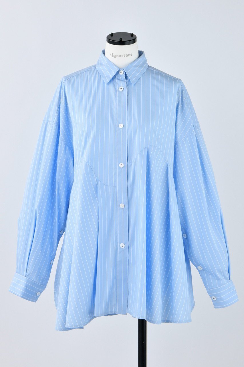 【ナゴンスタンス/nagonstans】のT/Cストライプ Curveヘム SH/シャツ インテリア・キッズ・メンズ・レディースファッション・服の通販 founy(ファニー) 　ファッション　Fashion　レディースファッション　Fashion for Women　トップス・カットソー　Cut & Sew Tops　シャツ・ブラウス・オフィスカジュアル　Elegant Blouses & Button-Ups　カーディガン　Cardigan, Knitwear　ストライプ　Stripe, Striped Pattern　スリーブ　Sleeve, Long Sleeve / Short Sleeve　ベスト　Vest, Waistcoat　ロング　Long, Long-Length　冬　Winter / This Winter　Water|ID: prp329100004917819 ipo3291000000036878122