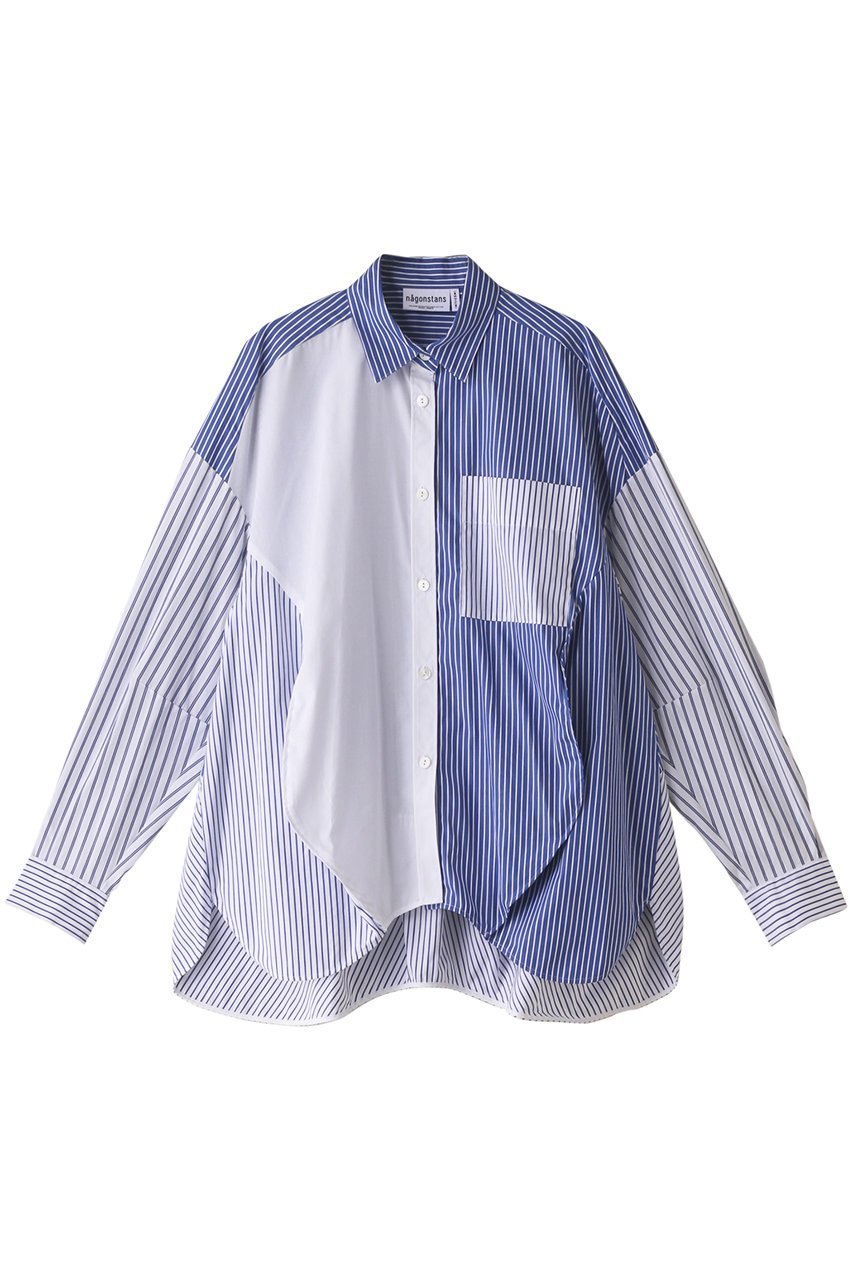 【ナゴンスタンス/nagonstans】のStripe MIX egg ドレープ SH/シャツ 人気、トレンドファッション・服の通販 founy(ファニー) 　ファッション　Fashion　レディースファッション　Fashion for Women　トップス・カットソー　Cut & Sew Tops　シャツ・ブラウス・オフィスカジュアル　Elegant Blouses & Button-Ups　ストライプ　Stripe, Striped Pattern　スリーブ　Sleeve, Long Sleeve / Short Sleeve　ドレープ　Drape, Draping Fabric　ミックス　Mix, Mixed Style　モチーフ　Motif, Design Theme　ロング　Long, Long-Length　秋　Autumn　 other-1|ID: prp329100004917824 ipo3291000000036878187