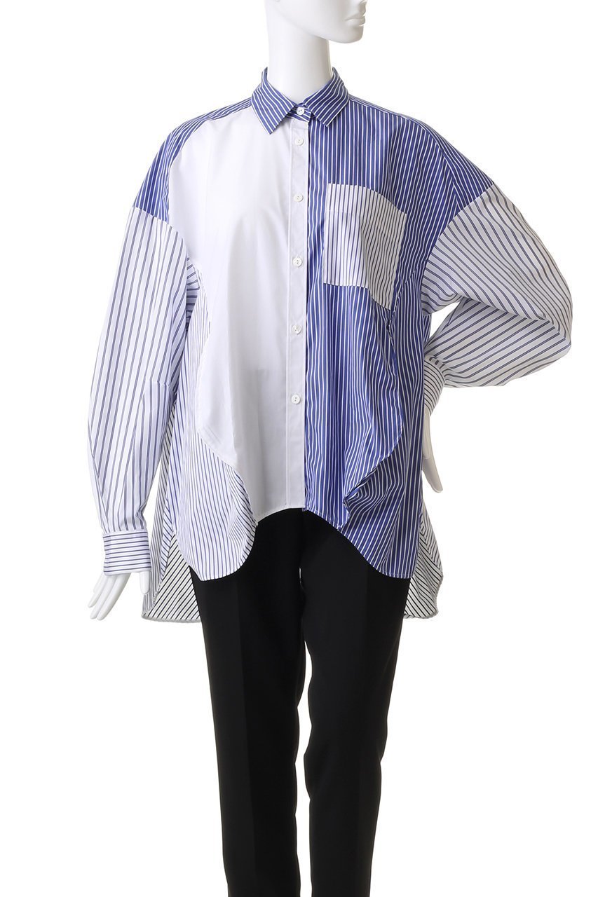 【ナゴンスタンス/nagonstans】のStripe MIX egg ドレープ SH/シャツ 人気、トレンドファッション・服の通販 founy(ファニー) 　ファッション　Fashion　レディースファッション　Fashion for Women　トップス・カットソー　Cut & Sew Tops　シャツ・ブラウス・オフィスカジュアル　Elegant Blouses & Button-Ups　ストライプ　Stripe, Striped Pattern　スリーブ　Sleeve, Long Sleeve / Short Sleeve　ドレープ　Drape, Draping Fabric　ミックス　Mix, Mixed Style　モチーフ　Motif, Design Theme　ロング　Long, Long-Length　秋　Autumn　other-2|ID: prp329100004917824 ipo3291000000036878189