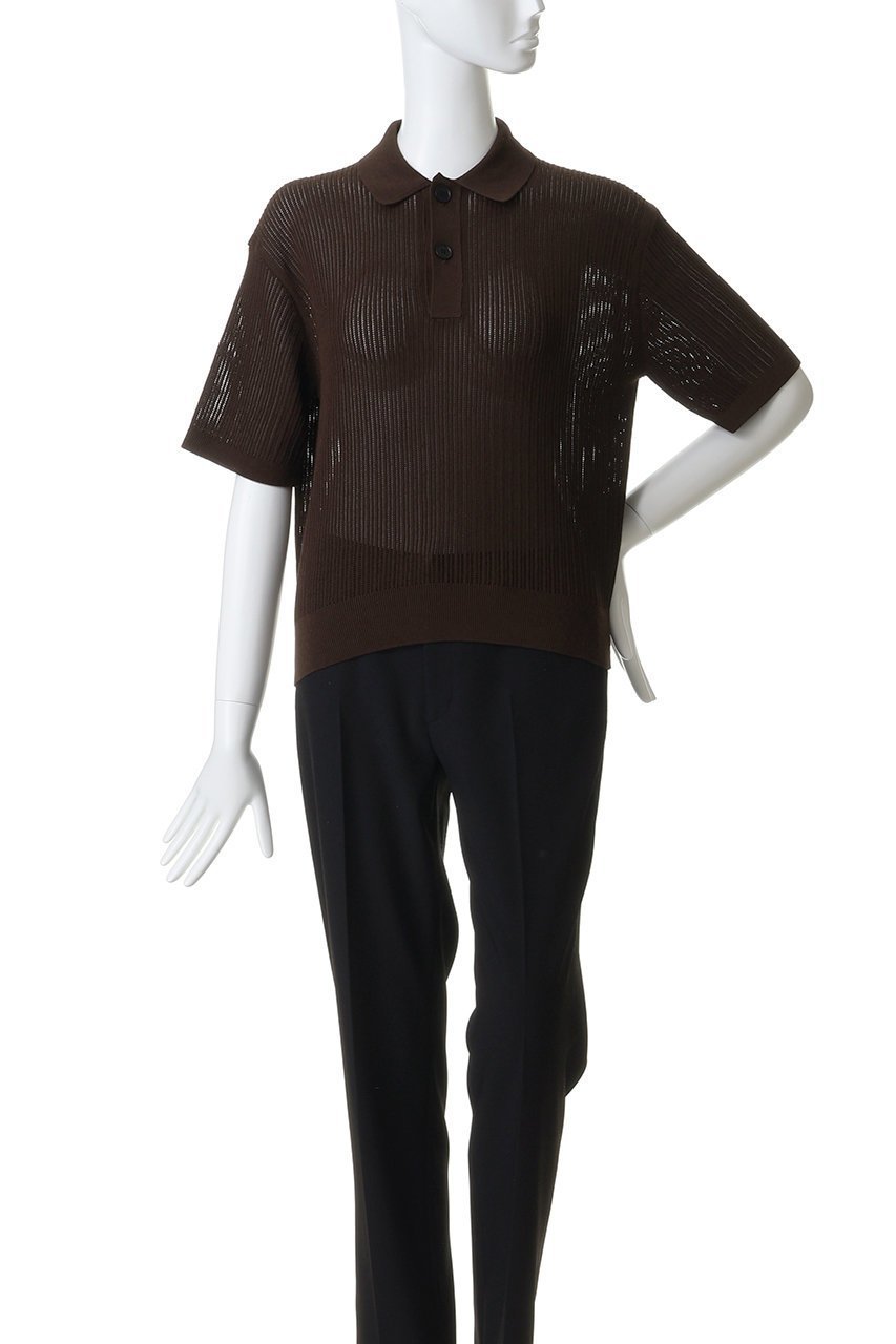 【スローン/SLOANE】の12G透かし編み コットン×ポリエステル×リネン 半袖ポロ 人気、トレンドファッション・服の通販 founy(ファニー) 　ファッション　Fashion　レディースファッション　Fashion for Women　トップス・カットソー　Cut & Sew Tops　シャツ・ブラウス・オフィスカジュアル　Elegant Blouses & Button-Ups　ポロシャツ・きれいめカジュアル　Smart-Casual Polo Tops　カーディガン　Cardigan, Knitwear　ポロシャツ　Polo Shirt, Collared Tee　リネン　Linen, Linen Fabric　半袖　Short Sleeve, Half Sleeve　透かし　Cut-Out, Lacework　other-2|ID: prp329100004917838 ipo3291000000036878446