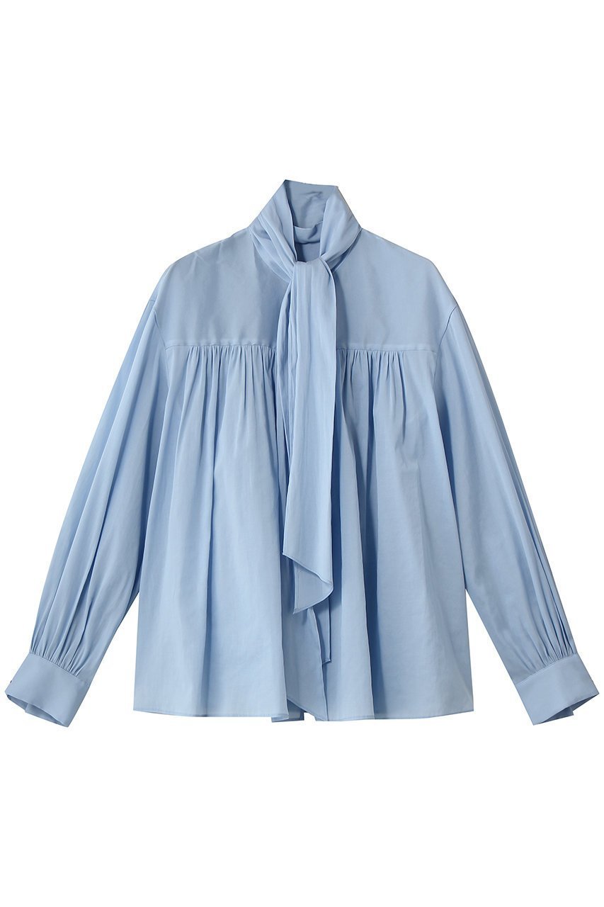 【マルティニーク/martinique】のギャザーボウタイブラウス インテリア・キッズ・メンズ・レディースファッション・服の通販 founy(ファニー) ファッション Fashion レディースファッション Fashion for Women トップス・カットソー Cut & Sew Tops シャツ・ブラウス・オフィスカジュアル Elegant Blouses & Button-Ups なめらか Smooth, Silky Texture ギャザー Gathered, Ruffled スリーブ Sleeve, Long Sleeve / Short Sleeve フェミニン Feminine, Girly ロング Long, Long-Length サックス|ID: prp329100004917840 ipo3291000000036878482