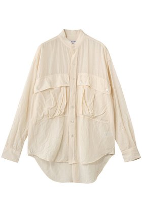 【キャサリンハムネット/KATHARINE HAMNETT LONDON】 【UNISEX】アセテートパラシュートバンドカラーシャツ人気、トレンドファッション・服の通販 founy(ファニー) ファッション Fashion レディースファッション Fashion for Women トップス・カットソー Cut & Sew Tops シャツ・ブラウス・オフィスカジュアル Elegant Blouses & Button-Ups ユニセックス Unisex, Genderless スリーブ Sleeve, Long Sleeve / Short Sleeve ポケット Pocket, Pocket Detail リネン Linen, Linen Fabric ロング Long, Long-Length |ID:prp329100004917845