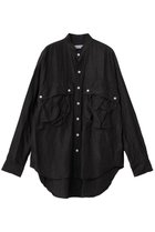 【キャサリンハムネット/KATHARINE HAMNETT LONDON】の【UNISEX】アセテートパラシュートバンドカラーシャツ 人気、トレンドファッション・服の通販 founy(ファニー) ファッション Fashion レディースファッション Fashion for Women トップス・カットソー Cut & Sew Tops シャツ・ブラウス・オフィスカジュアル Elegant Blouses & Button-Ups ユニセックス Unisex, Genderless スリーブ Sleeve, Long Sleeve / Short Sleeve ポケット Pocket, Pocket Detail リネン Linen, Linen Fabric ロング Long, Long-Length thumbnail ブラック|ID: prp329100004917845 ipo3291000000036878528