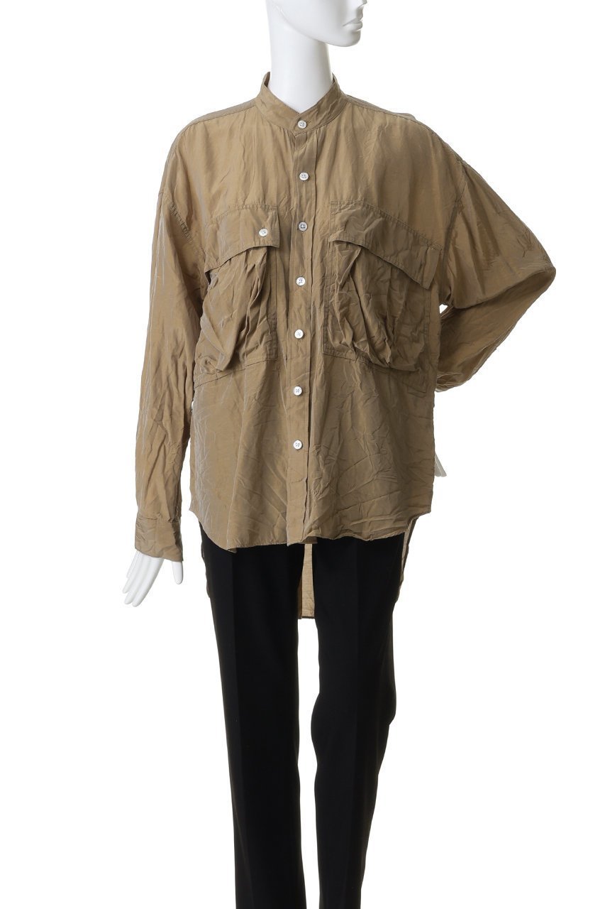 【キャサリンハムネット/KATHARINE HAMNETT LONDON】の【UNISEX】アセテートパラシュートバンドカラーシャツ 人気、トレンドファッション・服の通販 founy(ファニー) ファッション Fashion レディースファッション Fashion for Women トップス・カットソー Cut & Sew Tops シャツ・ブラウス・オフィスカジュアル Elegant Blouses & Button-Ups ユニセックス Unisex, Genderless スリーブ Sleeve, Long Sleeve / Short Sleeve ポケット Pocket, Pocket Detail リネン Linen, Linen Fabric ロング Long, Long-Length other-2|ID: prp329100004917845 ipo3291000000036878529