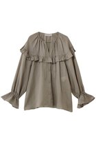 【デパリエ/DEPAREILLE】のラミーツイルラッフルブラウス 人気、トレンドファッション・服の通販 founy(ファニー) ファッション Fashion レディースファッション Fashion for Women トップス・カットソー Cut & Sew Tops シャツ・ブラウス・オフィスカジュアル Elegant Blouses & Button-Ups スリット Slit, Slit Detail スリーブ Sleeve, Long Sleeve / Short Sleeve フリル Frill, Ruffle リボン Ribbon, Bow ロング Long, Long-Length thumbnail ベージュ|ID: prp329100004917853 ipo3291000000036878601