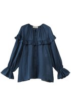 【デパリエ/DEPAREILLE】のラミーツイルラッフルブラウス 人気、トレンドファッション・服の通販 founy(ファニー) ファッション Fashion レディースファッション Fashion for Women トップス・カットソー Cut & Sew Tops シャツ・ブラウス・オフィスカジュアル Elegant Blouses & Button-Ups スリット Slit, Slit Detail スリーブ Sleeve, Long Sleeve / Short Sleeve フリル Frill, Ruffle リボン Ribbon, Bow ロング Long, Long-Length thumbnail ネイビー|ID: prp329100004917853 ipo3291000000036878602