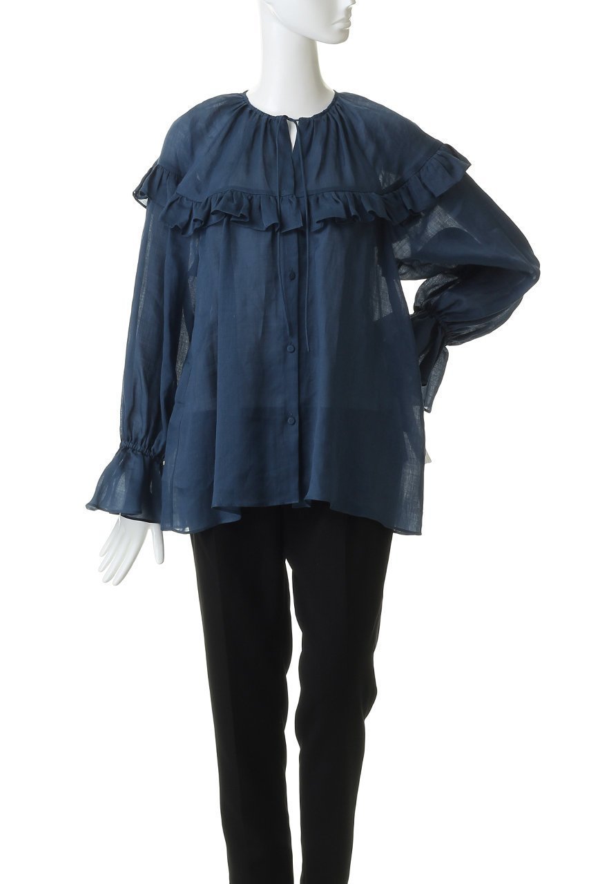 【デパリエ/DEPAREILLE】のラミーツイルラッフルブラウス 人気、トレンドファッション・服の通販 founy(ファニー) ファッション Fashion レディースファッション Fashion for Women トップス・カットソー Cut & Sew Tops シャツ・ブラウス・オフィスカジュアル Elegant Blouses & Button-Ups スリット Slit, Slit Detail スリーブ Sleeve, Long Sleeve / Short Sleeve フリル Frill, Ruffle リボン Ribbon, Bow ロング Long, Long-Length other-2|ID: prp329100004917853 ipo3291000000036878603