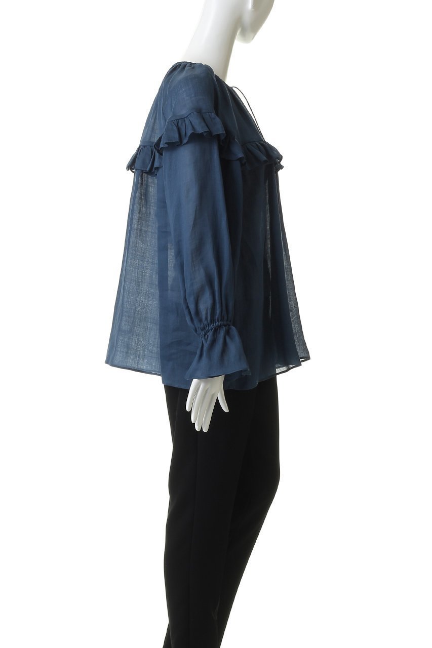 【デパリエ/DEPAREILLE】のラミーツイルラッフルブラウス 人気、トレンドファッション・服の通販 founy(ファニー) ファッション Fashion レディースファッション Fashion for Women トップス・カットソー Cut & Sew Tops シャツ・ブラウス・オフィスカジュアル Elegant Blouses & Button-Ups スリット Slit, Slit Detail スリーブ Sleeve, Long Sleeve / Short Sleeve フリル Frill, Ruffle リボン Ribbon, Bow ロング Long, Long-Length other-3|ID: prp329100004917853 ipo3291000000036878604