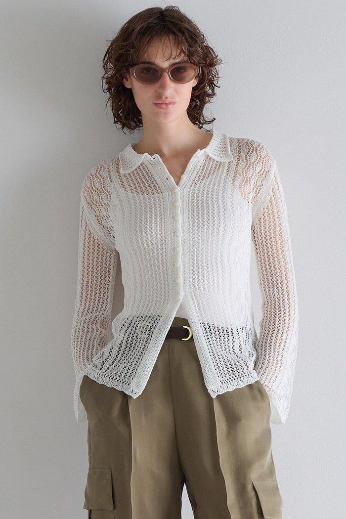 【マルティニーク/martinique】のレースニットシャツ インテリア・キッズ・メンズ・レディースファッション・服の通販 founy(ファニー) https://founy.com/ ファッション Fashion レディースファッション Fashion for Women トップス・カットソー Cut & Sew Tops ニット Knit Tops & Sweaters シャツ・ブラウス・オフィスカジュアル Elegant Blouses & Button-Ups おすすめ Recommended / Our Picks キャミ Camisole, Cami Top スリーブ Sleeve, Long Sleeve / Short Sleeve タンク Tank Top, Sleeveless Top レース Lace, Lace Fabric ロング Long, Long-Length 夏 Summer |ID: prp329100004917865 ipo3291000000036878775