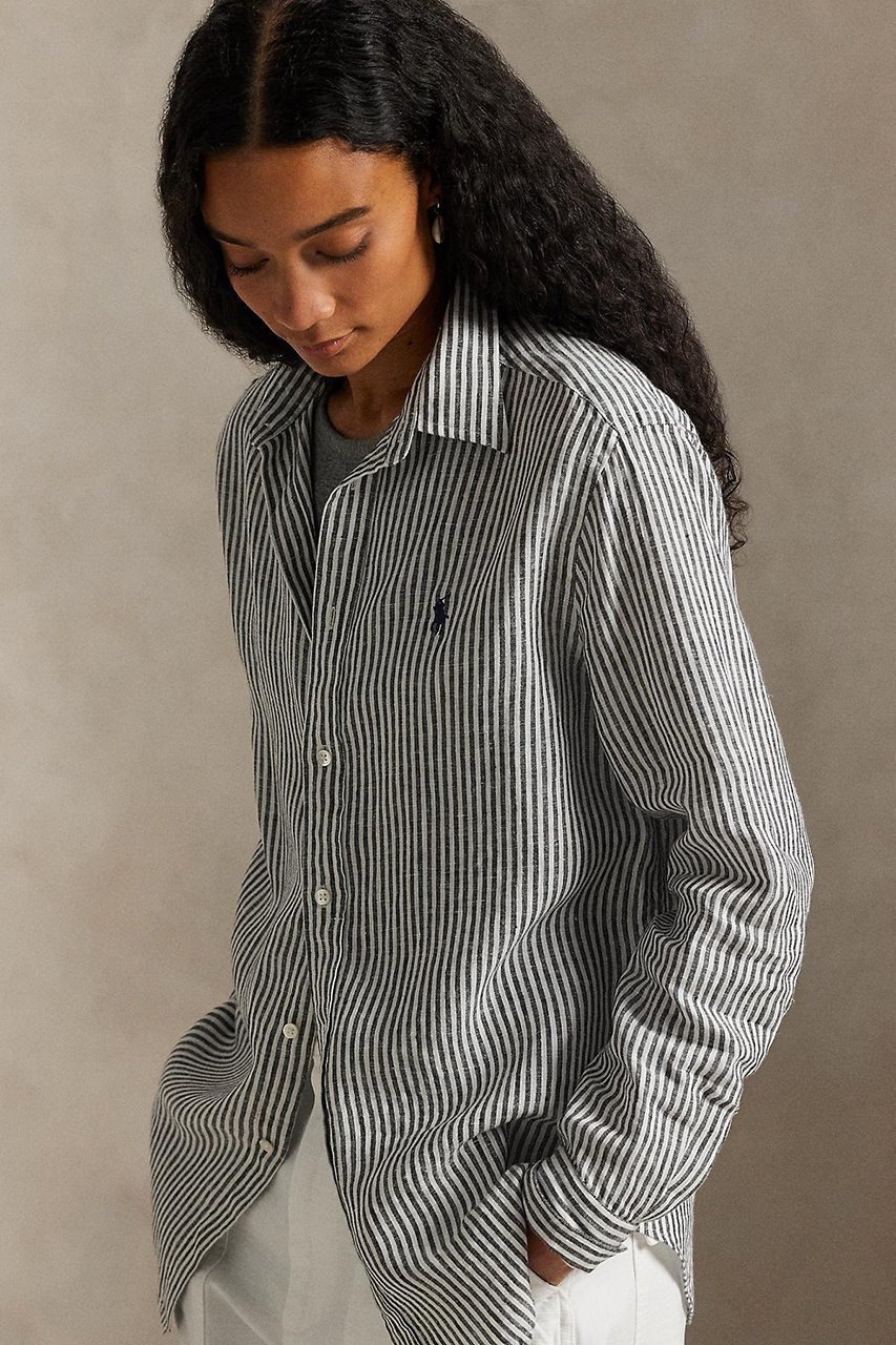 【ラルフローレン/RALPH LAUREN】の【POLO RALPH LAUREN】クラシック フィット ストライプド リネン シャツ 人気、トレンドファッション・服の通販 founy(ファニー) 　ファッション　Fashion　レディースファッション　Fashion for Women　トップス・カットソー　Cut & Sew Tops　シャツ・ブラウス・オフィスカジュアル　Elegant Blouses & Button-Ups　クラシック　Classic, Timeless Style　ストライプ　Stripe, Striped Pattern　ストレート　Straight, Straight Cut　スリーブ　Sleeve, Long Sleeve / Short Sleeve　バランス　Balance, Style Balance　フィット　Fit, Slim Fit　プリーツ　Pleats, Pleated　ボックス　Boxy, Box Shape　ヨーク　Yoke, Yoke Design　リネン　Linen, Linen Fabric　リラックス　Relax, Relaxed Fit　ロング　Long, Long-Length　エレガント 上品　Elegant　other-3|ID: prp329100004917866 ipo3291000000036878787