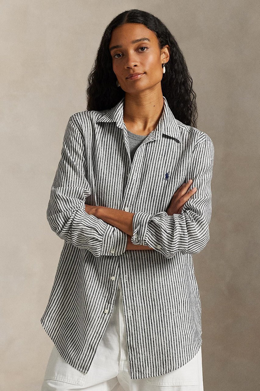 【ラルフローレン/RALPH LAUREN】の【POLO RALPH LAUREN】クラシック フィット ストライプド リネン シャツ 人気、トレンドファッション・服の通販 founy(ファニー) 　ファッション　Fashion　レディースファッション　Fashion for Women　トップス・カットソー　Cut & Sew Tops　シャツ・ブラウス・オフィスカジュアル　Elegant Blouses & Button-Ups　クラシック　Classic, Timeless Style　ストライプ　Stripe, Striped Pattern　ストレート　Straight, Straight Cut　スリーブ　Sleeve, Long Sleeve / Short Sleeve　バランス　Balance, Style Balance　フィット　Fit, Slim Fit　プリーツ　Pleats, Pleated　ボックス　Boxy, Box Shape　ヨーク　Yoke, Yoke Design　リネン　Linen, Linen Fabric　リラックス　Relax, Relaxed Fit　ロング　Long, Long-Length　エレガント 上品　Elegant　other-5|ID: prp329100004917866 ipo3291000000036878789