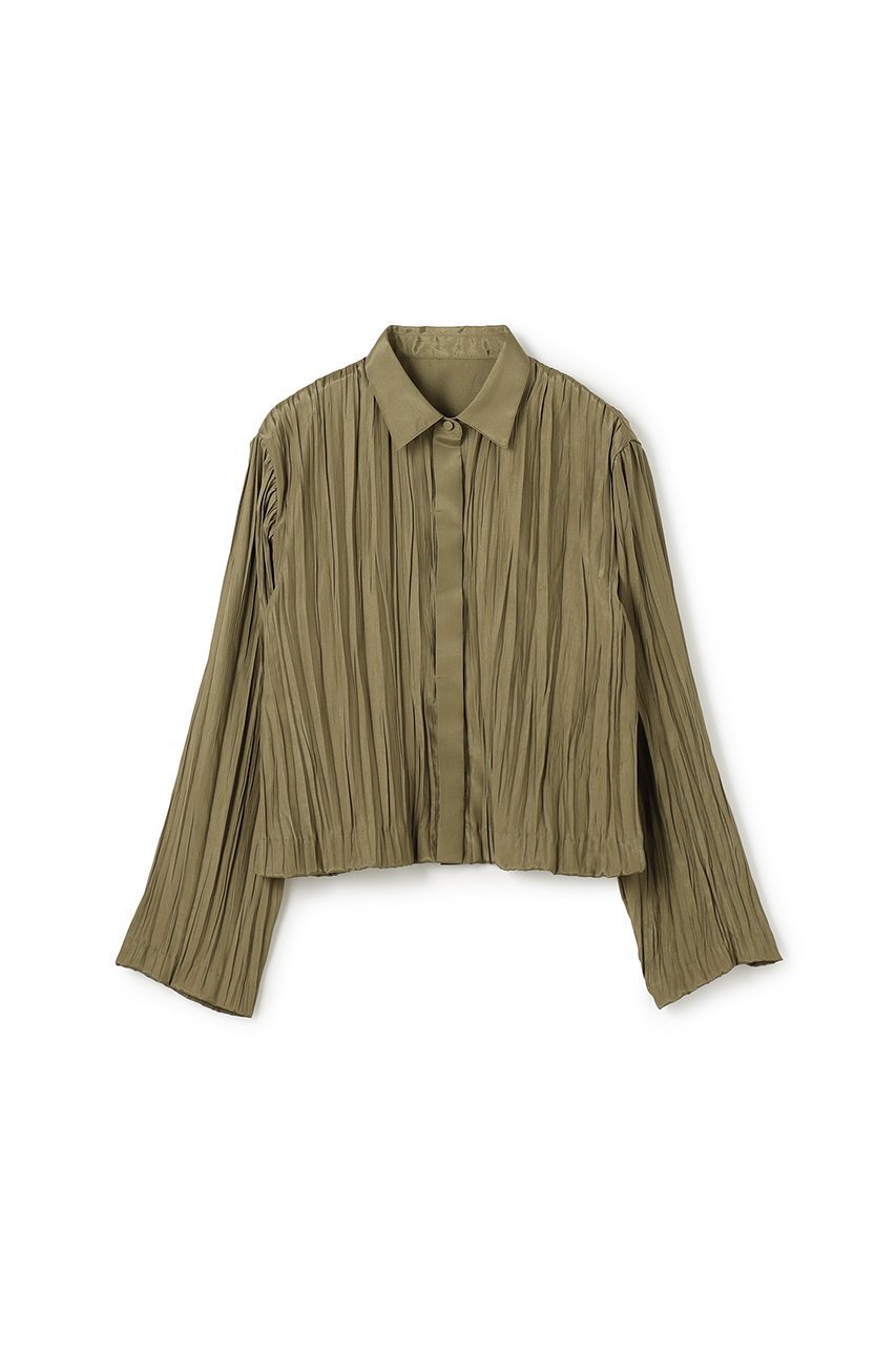 【アンクレイヴ/uncrave】のマシーンプリーツ シャツ インテリア・キッズ・メンズ・レディースファッション・服の通販 founy(ファニー) ファッション Fashion レディースファッション Fashion for Women トップス・カットソー Cut & Sew Tops シャツ・ブラウス・オフィスカジュアル Elegant Blouses & Button-Ups おすすめ Recommended / Our Picks サテン Satin, Glossy Fabric ショート Short, Short Length スリーブ Sleeve, Long Sleeve / Short Sleeve セットアップ Set-Up, Coordinated Outfit フラット Flat, Flat Shoes ブライト Bright, Shiny プリーツ Pleats, Pleated モダン Modern, Contemporary ランダム Random, Irregular 新作・新入荷 New Arrivals / New In カーキベージュ|ID: prp329100004917899 ipo3291000000036879418