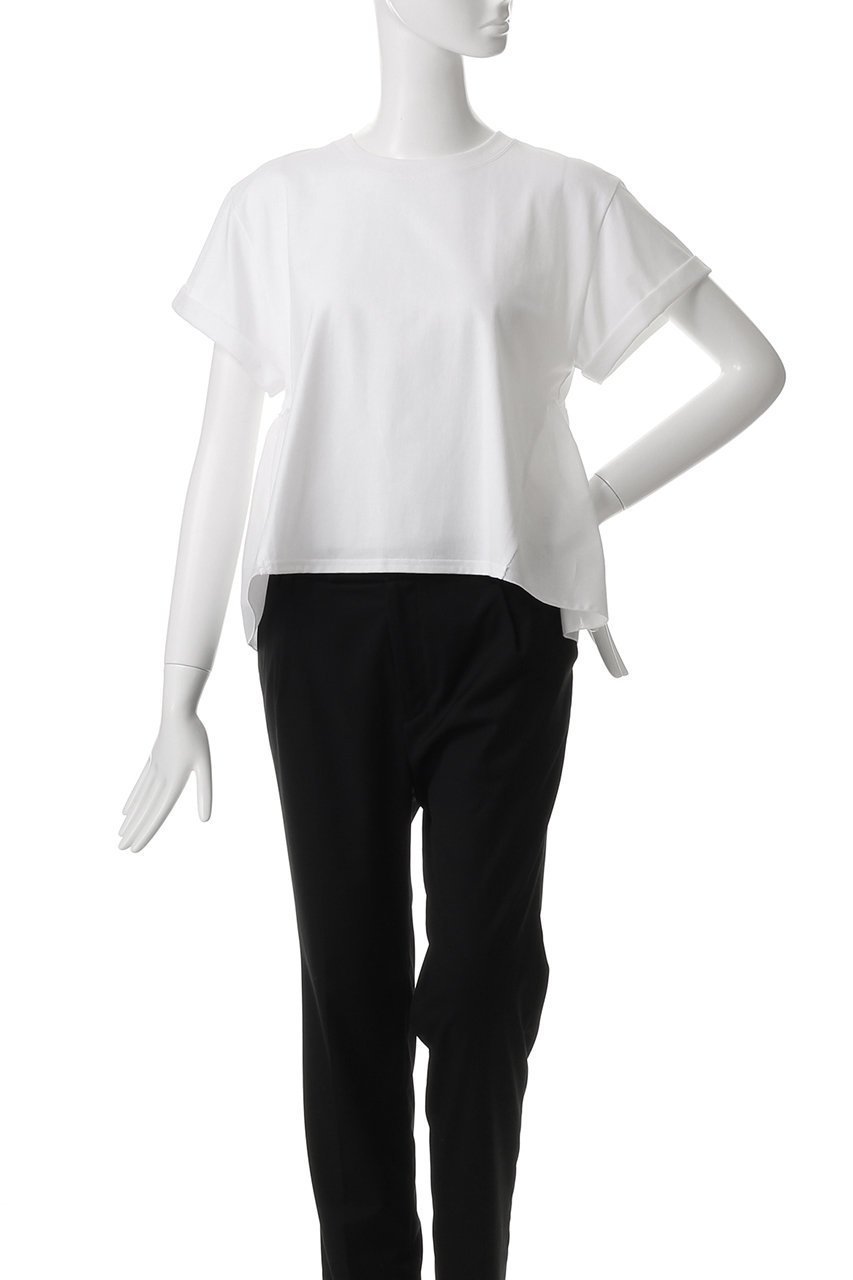 【ナナデコール/nanadecor】のバックフリルコンビTシャツ 人気、トレンドファッション・服の通販 founy(ファニー) 　ファッション　Fashion　レディースファッション　Fashion for Women　トップス・カットソー　Cut & Sew Tops　シャツ・ブラウス・オフィスカジュアル　Elegant Blouses & Button-Ups　ロングTシャツ・Tシャツ　Longline T-Shirts & Tees　カットソー・ベーシックTシャツ　Cut-and-Sewn Tops / Stretch Tees & Basics　カットソー　Cut and Sewn Top　ギャザー　Gathered, Ruffled　コンビ　Combo, Combination Style　シアー　Sheer, See-Through　ショート　Short, Short Length　シンプル　Simple, Minimal　スリーブ　Sleeve, Long Sleeve / Short Sleeve　フェミニン　Feminine, Girly　フリル　Frill, Ruffle　フロント　Front, Front Design　リラックス　Relax, Relaxed Fit　other-2|ID: prp329100004917955 ipo3291000000036884915