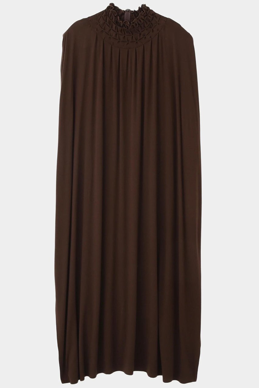 【ル フィル/LE PHIL】のエンブロイダリージャージワンピース インテリア・キッズ・メンズ・レディースファッション・服の通販 founy(ファニー) 　ファッション　Fashion　レディースファッション　Fashion for Women　ワンピース　Dresses　チュニック　Tunic Tops & Dresses　ギャザー　Gathered, Ruffled　スタンダード　Standard, Basic　チュニック　Tunic, Long Top　ドレス　Dress, One-Piece　ドレープ　Drape, Draping Fabric　フォルム　Silhouette, Form　ロング　Long, Long-Length　ブラウン|ID: prp329100004917967 ipo3291000000036885193