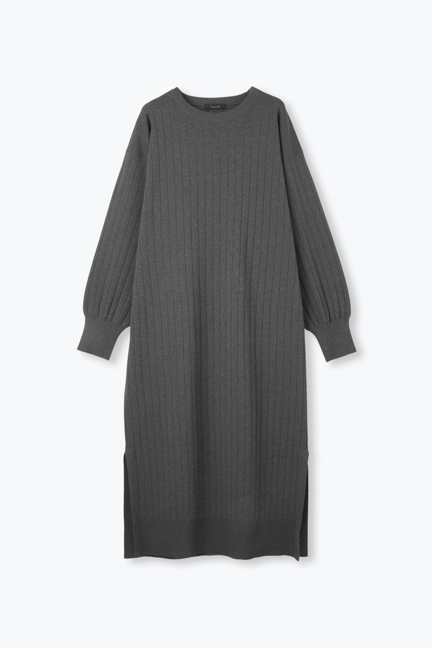 【レリル/lelill】のハイテクワイドリブ OP インテリア・キッズ・メンズ・レディースファッション・服の通販 founy(ファニー) 　ファッション　Fashion　レディースファッション　Fashion for Women　ワンピース　Dresses　チュニック　Tunic Tops & Dresses　おすすめ　Recommended / Our Picks　アクセサリー　Fashion Accessories　スリット　Slit, Slit Detail　チュニック　Tunic, Long Top　バランス　Balance, Style Balance　ワイドリブ　Wide Rib, Wide Ribbed Knit　人気　Popular, Best Seller　洗える　Machine Washable　チャコールグレー|ID: prp329100004917969 ipo3291000000036885257