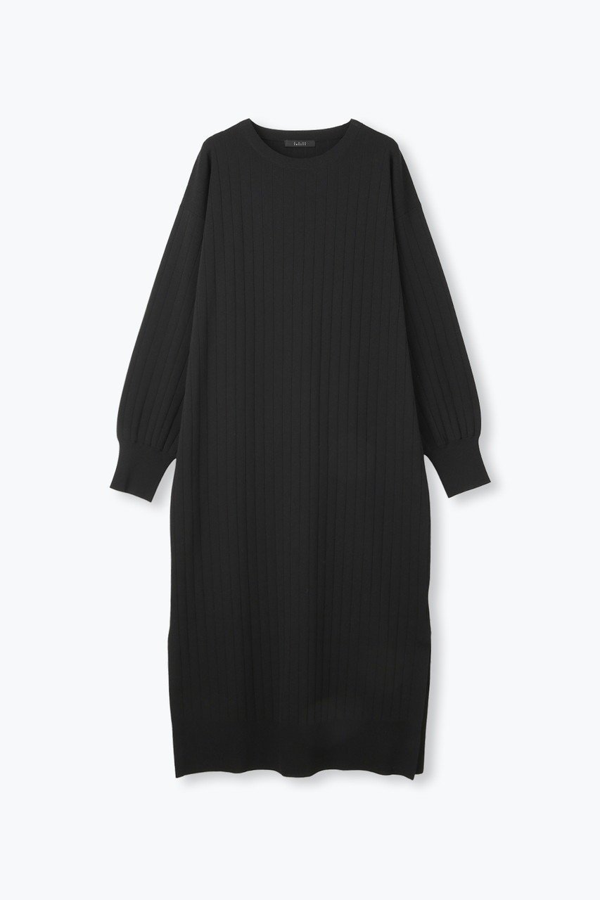 【レリル/lelill】のハイテクワイドリブ OP インテリア・キッズ・メンズ・レディースファッション・服の通販 founy(ファニー) 　ファッション　Fashion　レディースファッション　Fashion for Women　ワンピース　Dresses　チュニック　Tunic Tops & Dresses　おすすめ　Recommended / Our Picks　アクセサリー　Fashion Accessories　スリット　Slit, Slit Detail　チュニック　Tunic, Long Top　バランス　Balance, Style Balance　ワイドリブ　Wide Rib, Wide Ribbed Knit　人気　Popular, Best Seller　洗える　Machine Washable　ブラック|ID: prp329100004917969 ipo3291000000036885258