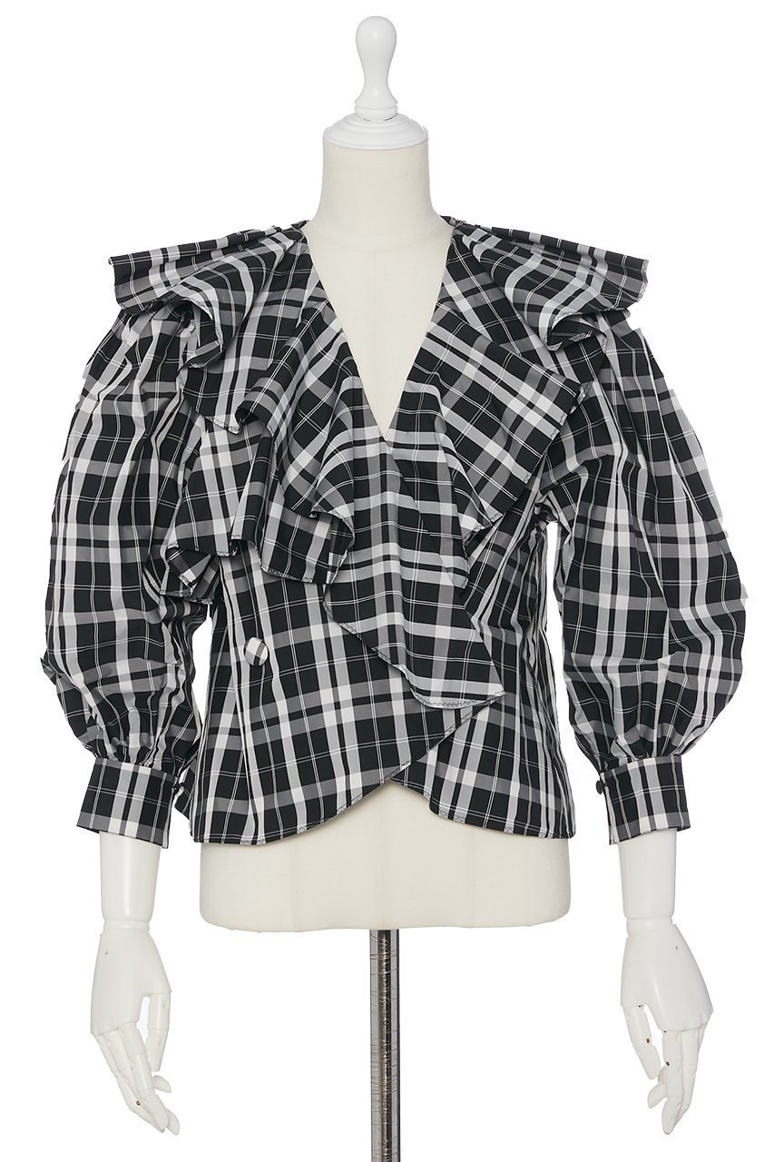 【デイジーリン/DAISY LIN】のGraceful Blouse 人気、トレンドファッション・服の通販 founy(ファニー) ファッション Fashion レディースファッション Fashion for Women トップス・カットソー Cut & Sew Tops シャツ・ブラウス・オフィスカジュアル Elegant Blouses & Button-Ups アシンメトリー Asymmetrical Style カフス Cuff Design クラシック Classic, Timeless Style スリーブ Sleeve, Long Sleeve / Short Sleeve チェック Check, Plaid, Tartan フリル Frill, Ruffle フロント Front, Front Design モダン Modern, Contemporary モノトーン Monotone, Black and White ロング Long, Long-Length エレガント 上品 Elegant 再入荷 Restock / Back in Stock 洗える Machine Washable other-1|ID: prp329100004917989 ipo3291000000036885941