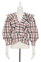 【デイジーリン/DAISY LIN】のGraceful Blouse 人気、トレンドファッション・服の通販 founy(ファニー) ファッション Fashion レディースファッション Fashion for Women トップス・カットソー Cut & Sew Tops シャツ・ブラウス・オフィスカジュアル Elegant Blouses & Button-Ups アシンメトリー Asymmetrical Style カフス Cuff Design クラシック Classic, Timeless Style スリーブ Sleeve, Long Sleeve / Short Sleeve チェック Check, Plaid, Tartan フリル Frill, Ruffle フロント Front, Front Design モダン Modern, Contemporary モノトーン Monotone, Black and White ロング Long, Long-Length エレガント 上品 Elegant 再入荷 Restock / Back in Stock 洗える Machine Washable thumbnail レッド|ID: prp329100004917989 ipo3291000000036885944