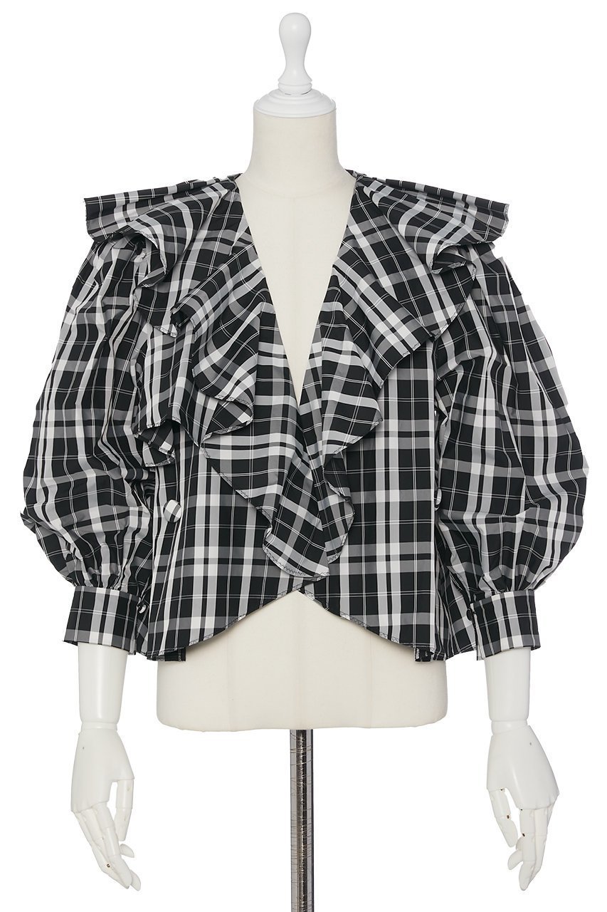 【デイジーリン/DAISY LIN】のGraceful Blouse 人気、トレンドファッション・服の通販 founy(ファニー) ファッション Fashion レディースファッション Fashion for Women トップス・カットソー Cut & Sew Tops シャツ・ブラウス・オフィスカジュアル Elegant Blouses & Button-Ups アシンメトリー Asymmetrical Style カフス Cuff Design クラシック Classic, Timeless Style スリーブ Sleeve, Long Sleeve / Short Sleeve チェック Check, Plaid, Tartan フリル Frill, Ruffle フロント Front, Front Design モダン Modern, Contemporary モノトーン Monotone, Black and White ロング Long, Long-Length エレガント 上品 Elegant 再入荷 Restock / Back in Stock 洗える Machine Washable other-2|ID: prp329100004917989 ipo3291000000036885945