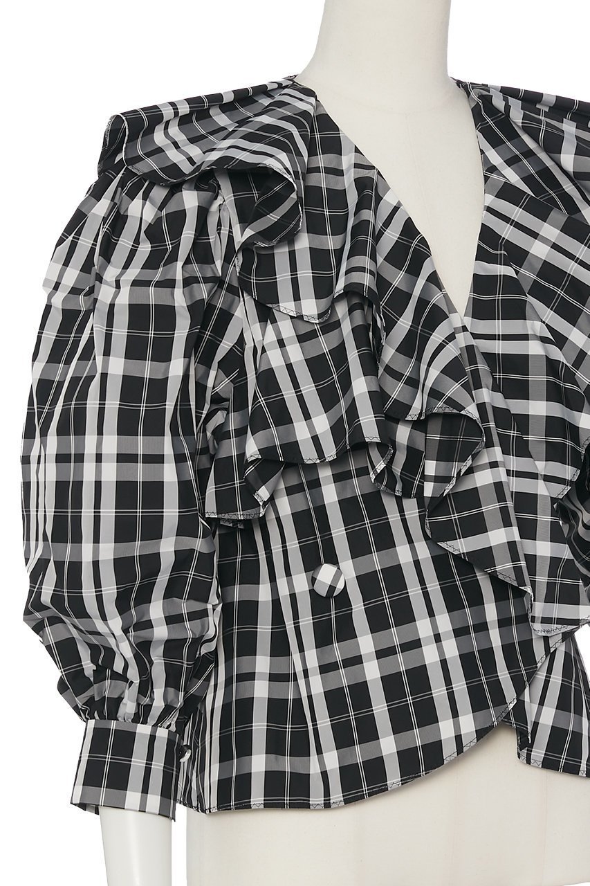 【デイジーリン/DAISY LIN】のGraceful Blouse 人気、トレンドファッション・服の通販 founy(ファニー) ファッション Fashion レディースファッション Fashion for Women トップス・カットソー Cut & Sew Tops シャツ・ブラウス・オフィスカジュアル Elegant Blouses & Button-Ups アシンメトリー Asymmetrical Style カフス Cuff Design クラシック Classic, Timeless Style スリーブ Sleeve, Long Sleeve / Short Sleeve チェック Check, Plaid, Tartan フリル Frill, Ruffle フロント Front, Front Design モダン Modern, Contemporary モノトーン Monotone, Black and White ロング Long, Long-Length エレガント 上品 Elegant 再入荷 Restock / Back in Stock 洗える Machine Washable other-4|ID: prp329100004917989 ipo3291000000036885947