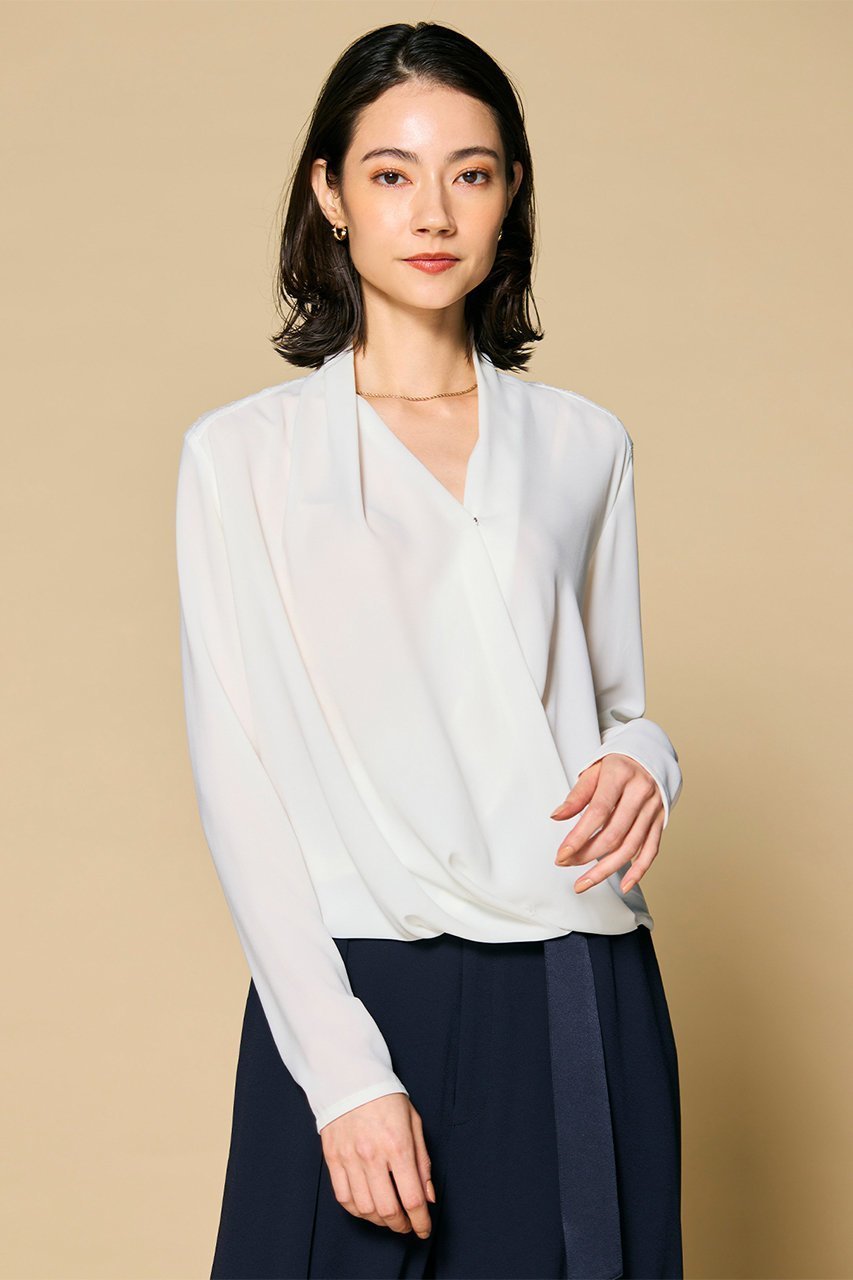 【ベイジ,/BEIGE,】のOLIVE(オリーブ)/ブラウス 人気、トレンドファッション・服の通販 founy(ファニー) 　ファッション　Fashion　レディースファッション　Fashion for Women　トップス・カットソー　Cut & Sew Tops　シャツ・ブラウス・オフィスカジュアル　Elegant Blouses & Button-Ups　カシュクール　Wrap Design　スリーブ　Sleeve, Long Sleeve / Short Sleeve　ドレープ　Drape, Draping Fabric　フェミニン　Feminine, Girly　ロング　Long, Long-Length　再入荷　Restock / Back in Stock　other-7|ID: prp329100004917995 ipo3291000000036886066